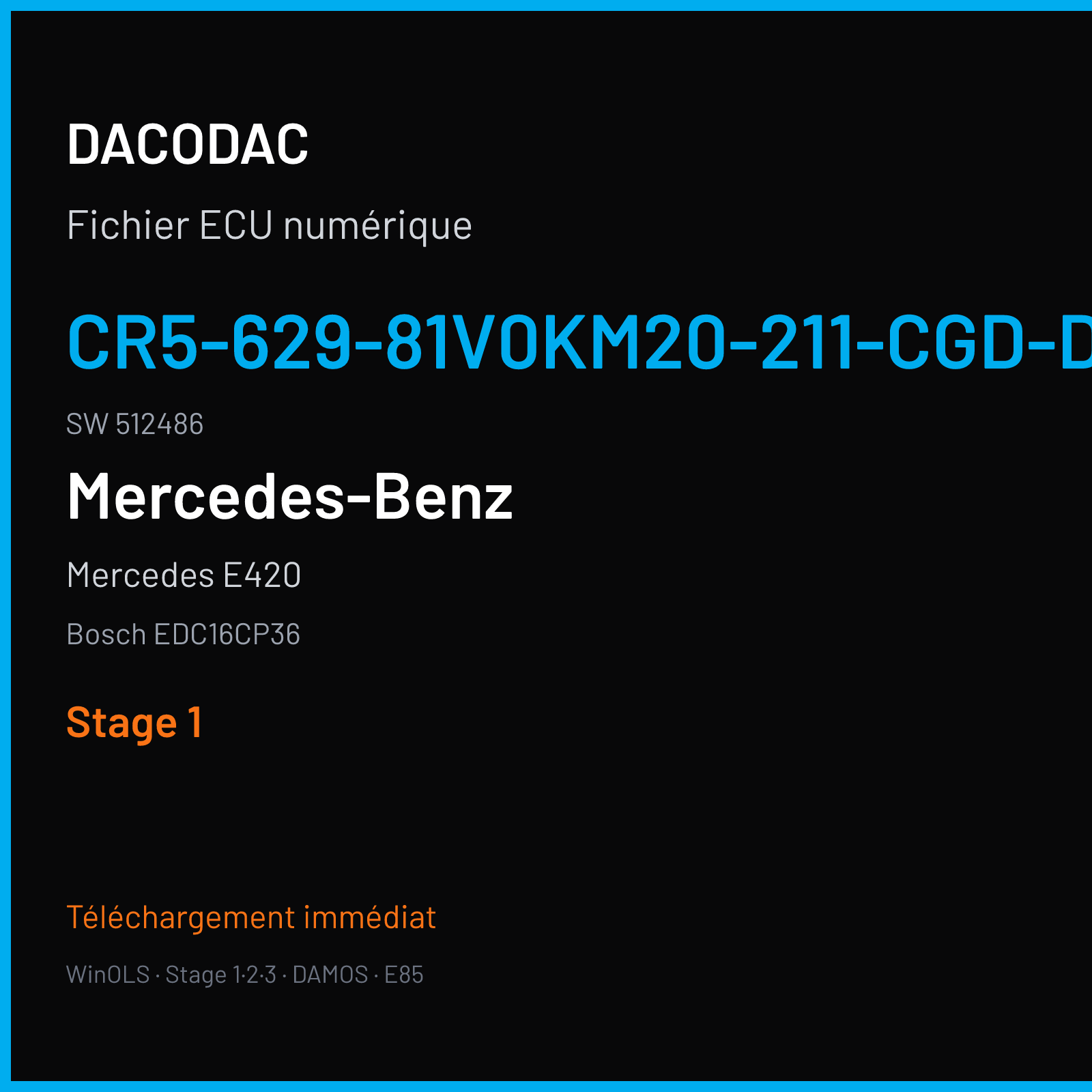 Mercedes E420 — Bosch EDC16CP36 — CR5-629-81V0KM20-211-CGD-DPF-063 · 512486 — Stage 1