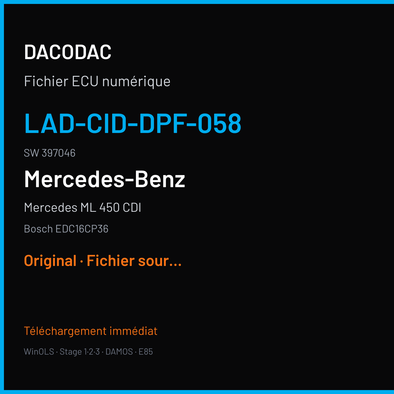 Mercedes ML 450 CDI (2009) — Bosch EDC16CP36 — LAD-CID-DPF-058 · 397046 — Original