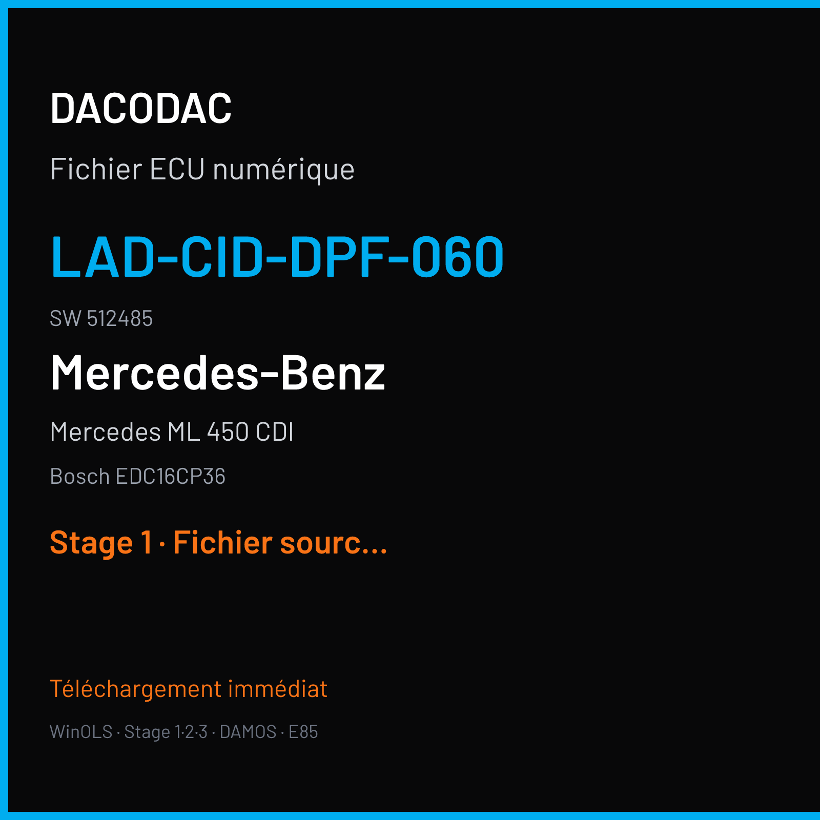 Mercedes ML 450 CDI (2009) — Bosch EDC16CP36 — LAD-CID-DPF-060 · 512485 — Stage 1