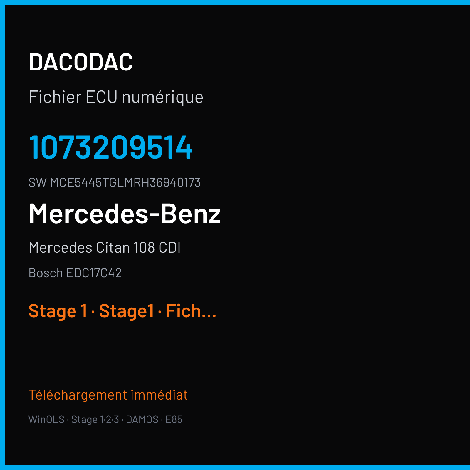 Mercedes Citan 108 CDI 75 ch (2015) — Bosch EDC17C42 — 1073209514 · MCE5445TGLMRH36940173 — Stage 1