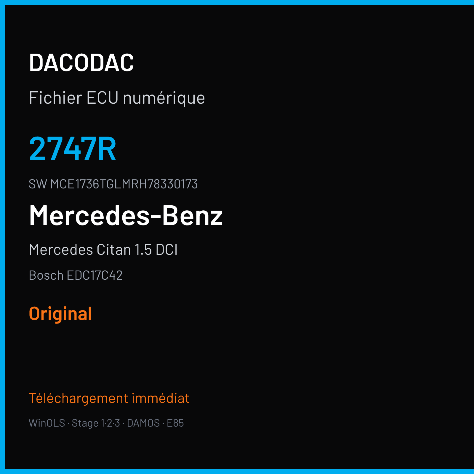 Mercedes Citan 1.5 DCI 90 ch (2014) — Bosch EDC17C42 — 2747R · MCE1736TGLMRH78330173 · 530226 — Original