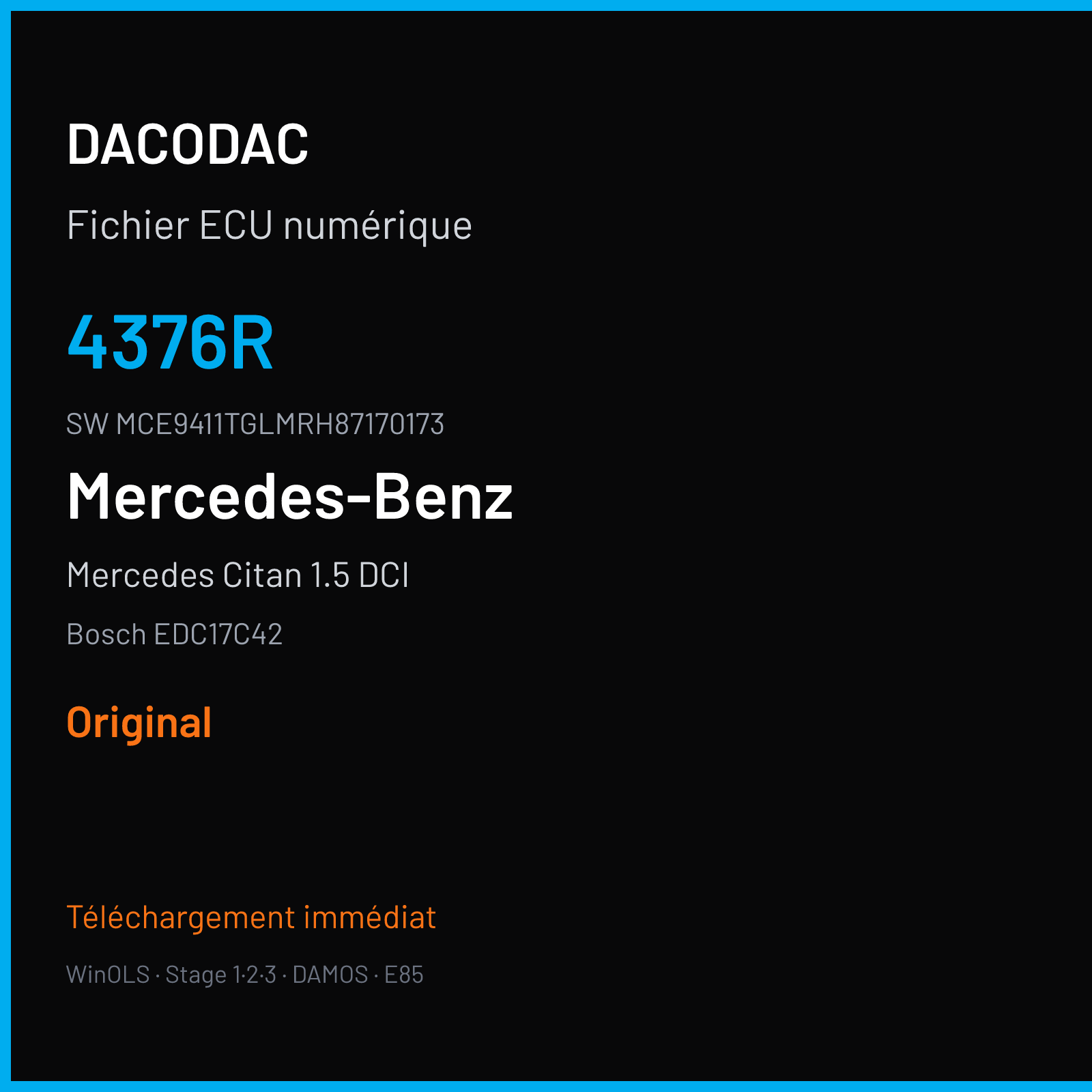 Mercedes Citan 1.5 DCI 90 ch (2014) — Bosch EDC17C42 — 4376R · MCE9411TGLMRH87170173 · 000036 — Original