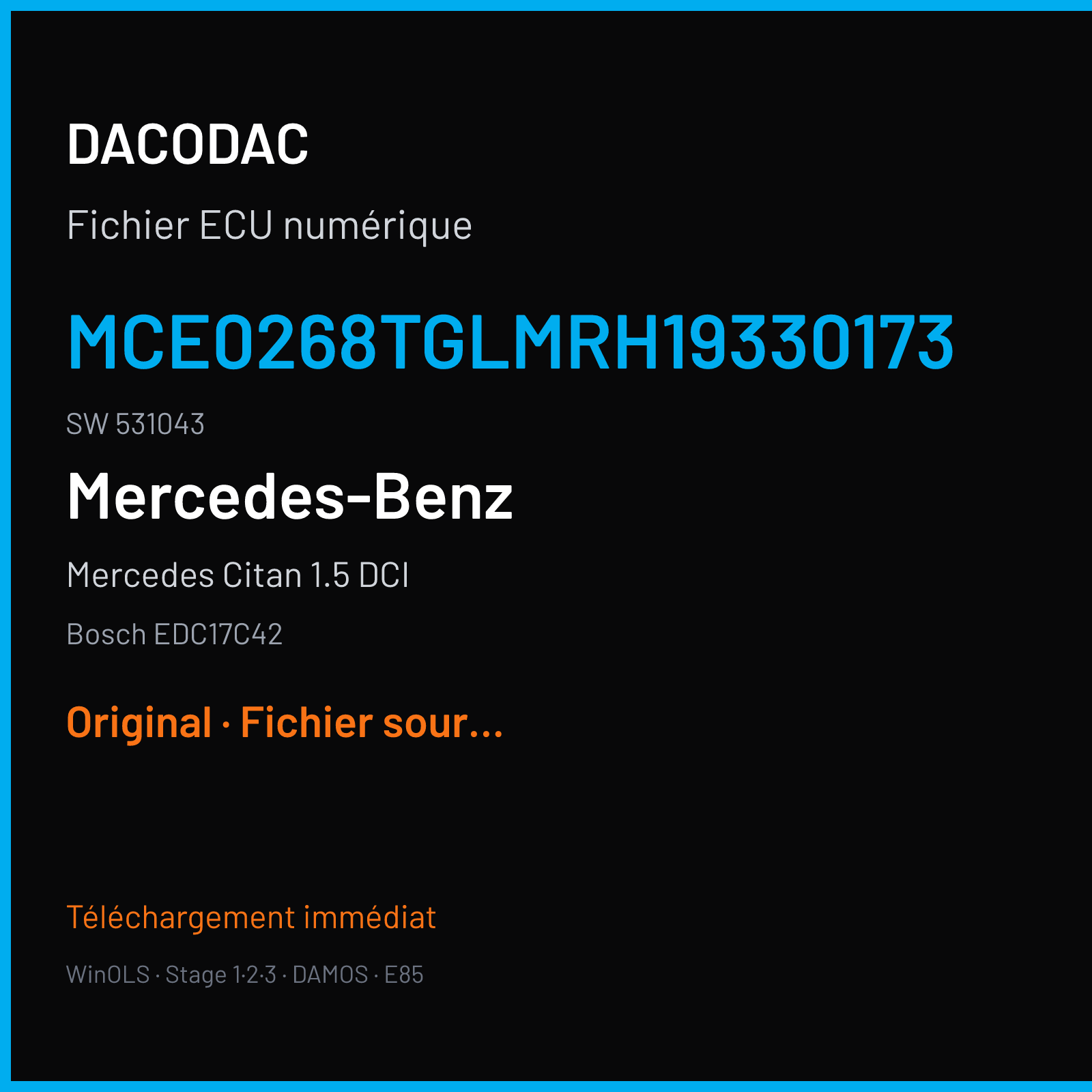 Mercedes Citan 1.5 DCI (2014) — Bosch EDC17C42 — MCE0268TGLMRH19330173 · 531043 — Original