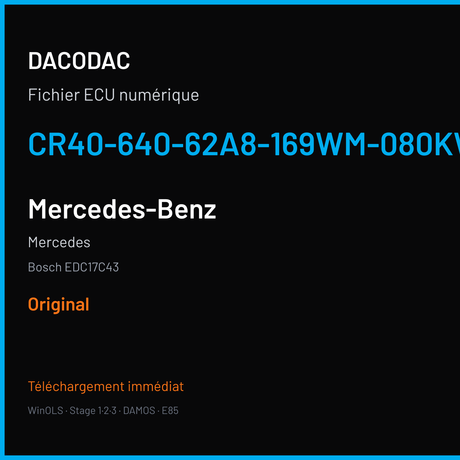 Mercedes (2010) — Bosch EDC17C43 — CR40-640-62A8-169WM-080KW-EU5DPF-002 — Original