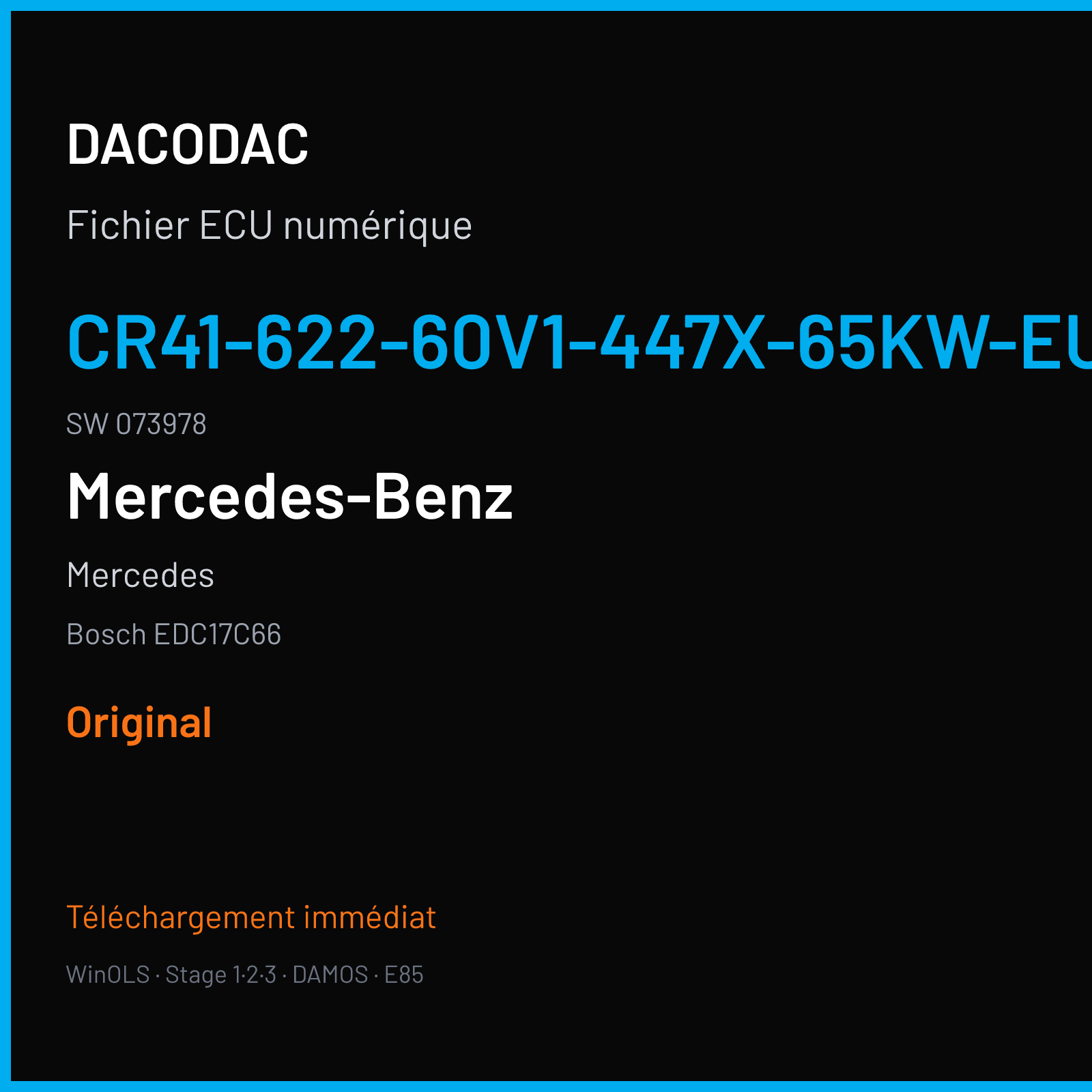 Mercedes — Bosch EDC17C66 — CR41-622-60V1-447X-65KW-EU5-GEN6-JX2-EF-ME19 · 073978 — Original