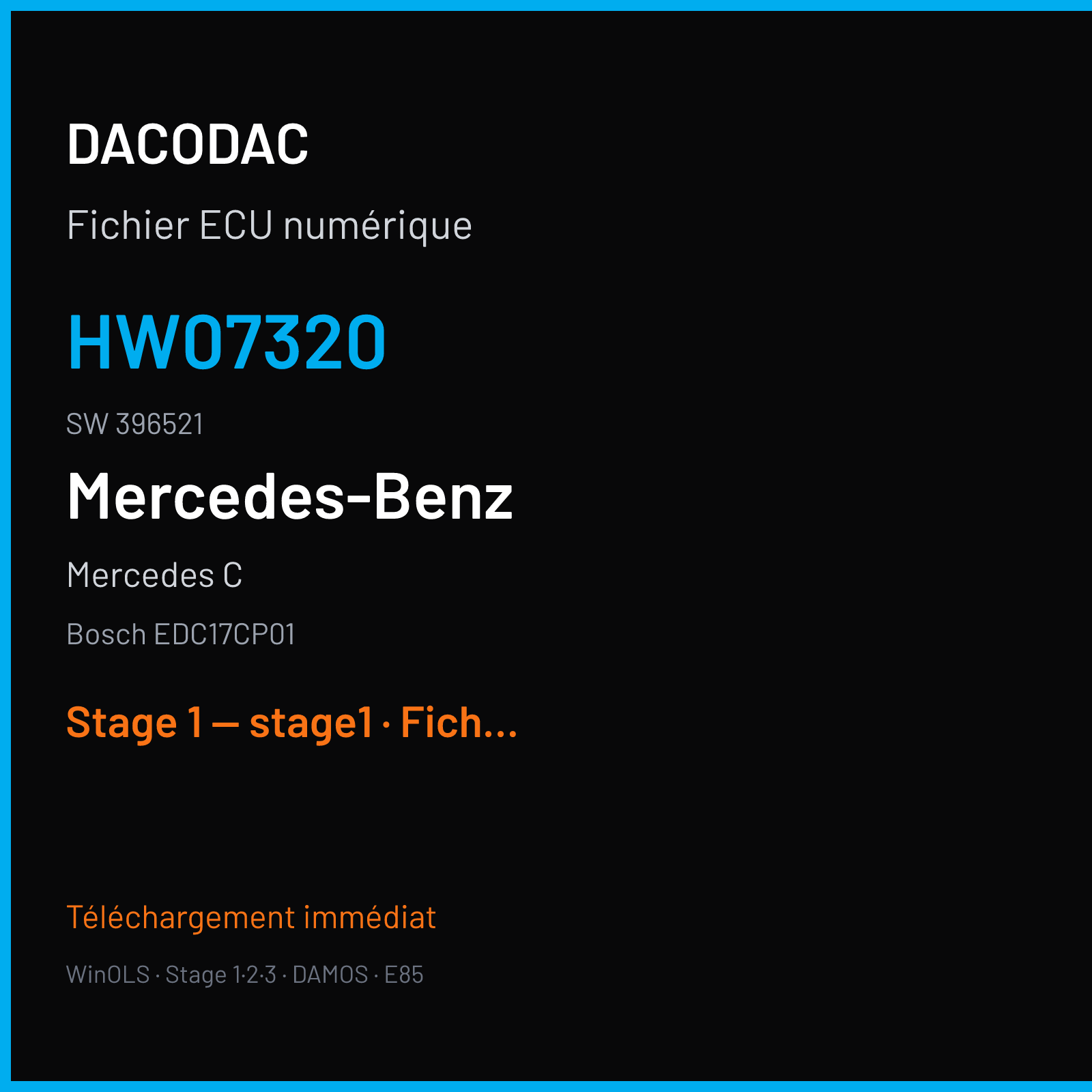 Mercedes C (2008) — Bosch EDC17CP01 — HW07320 · 396521 — Stage 1 — stage1