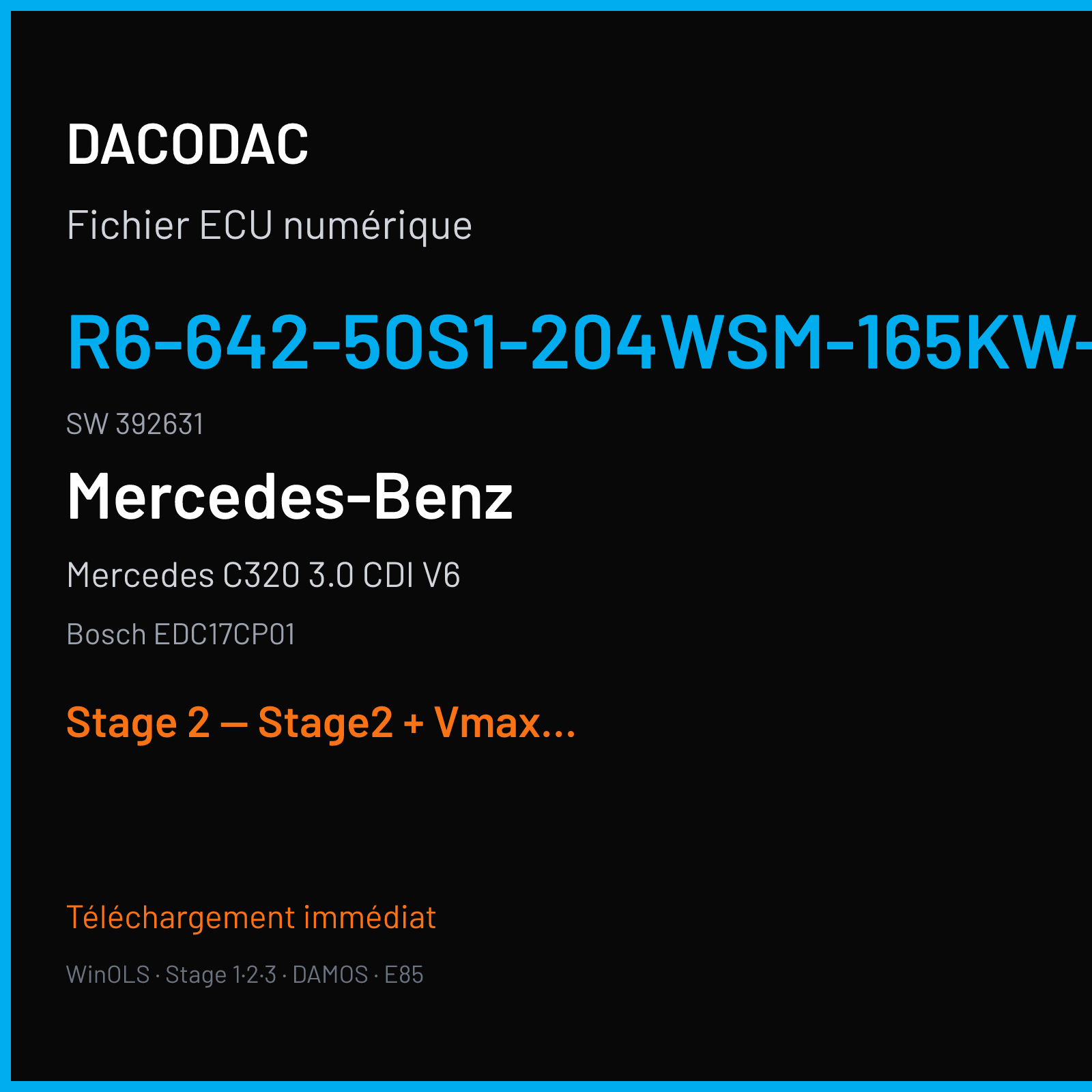 Mercedes C320 3.0 CDI V6 (2008) — Bosch EDC17CP01 — R6-642-50S1-204WSM-165kW-EU4OP-007C · 392631 — Stage 2 — Stage2 + Vmax Läuft gut --)))))))))))))))))))))))))