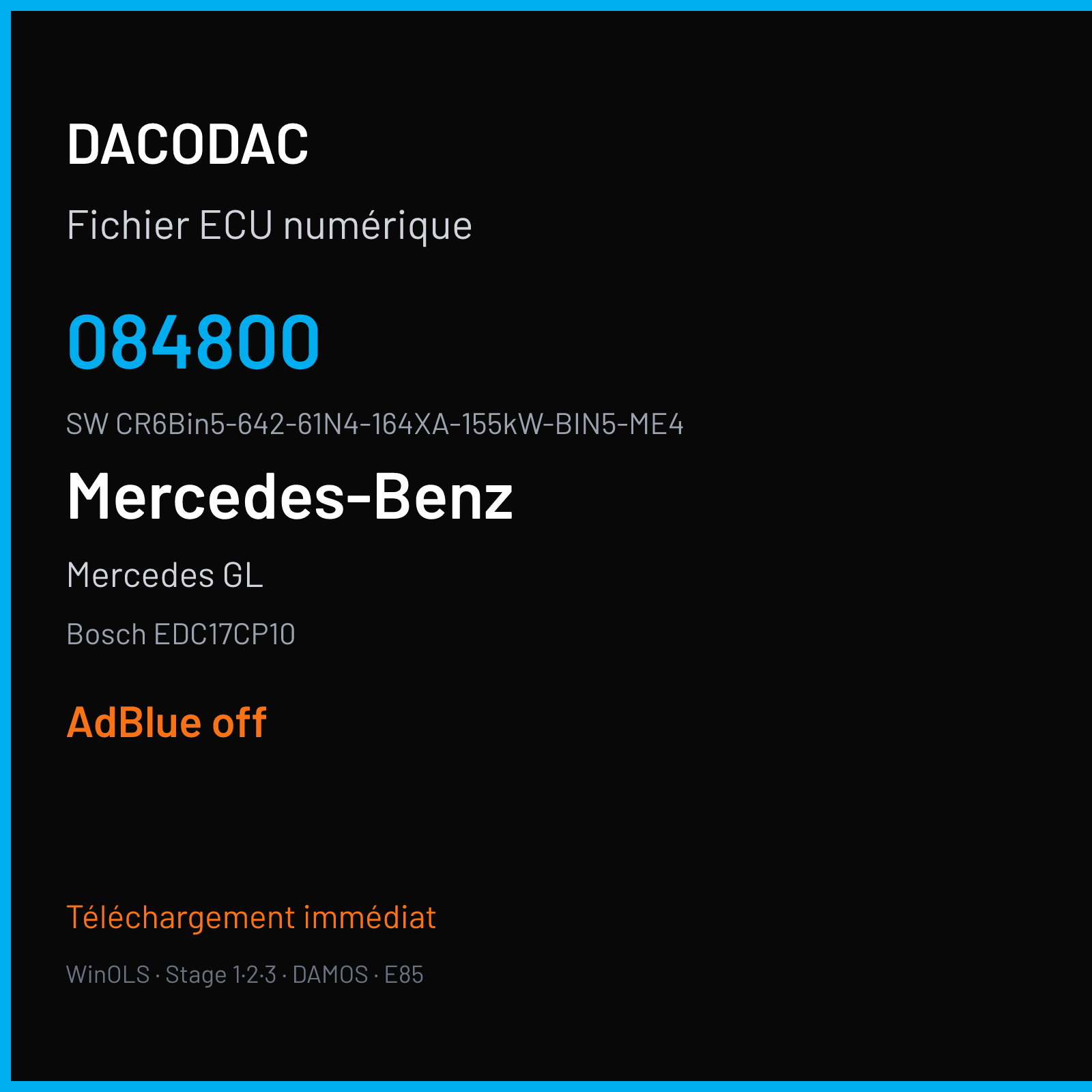 Mercedes GL 211 ch (2010) — Bosch EDC17CP10 — 084800 · CR6Bin5-642-61N4-164XA-155kW-BIN5-ME4 · V2 504080 — ADBLUE off