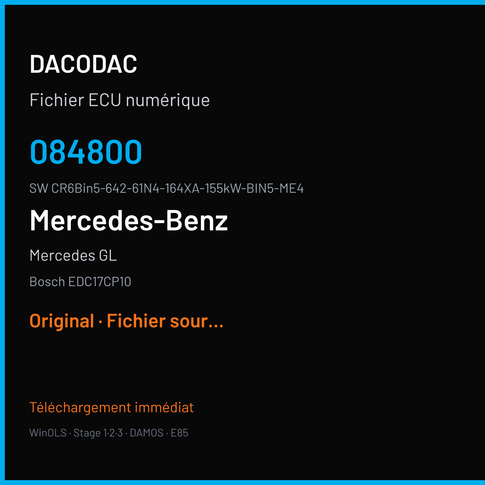 Mercedes GL 211 ch (2010) — Bosch EDC17CP10 — 084800 · CR6Bin5-642-61N4-164XA-155kW-BIN5-ME4 · V2 504080 — Original