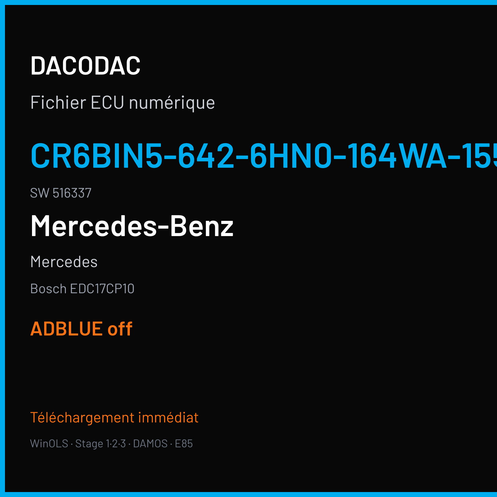 Mercedes (2010) — Bosch EDC17CP10 — CR6BIN5-642-6HN0-164WA-155KW-BIN5-ME10 · 516337 — ADBLUE off