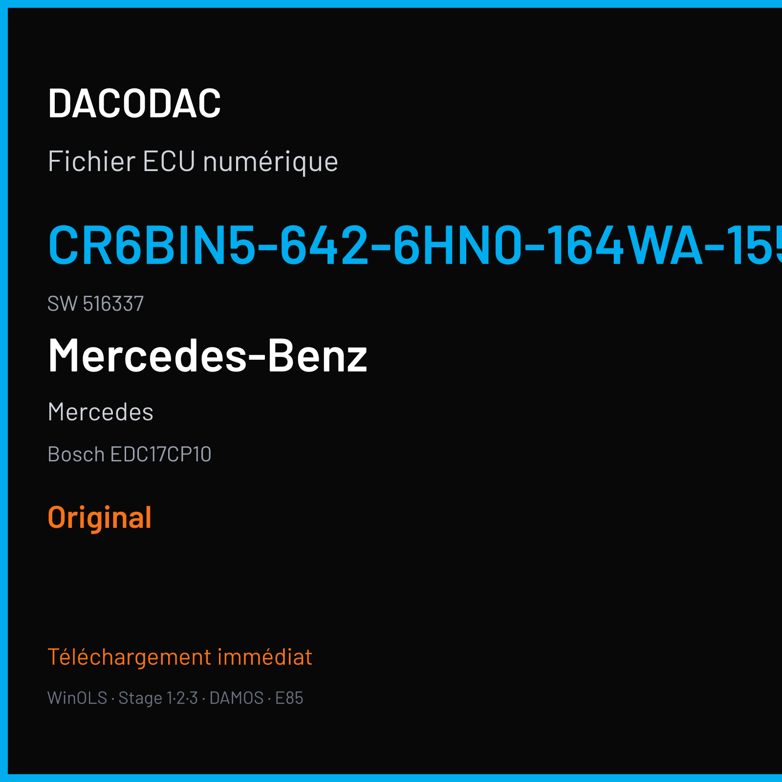 Mercedes (2010) — Bosch EDC17CP10 — CR6BIN5-642-6HN0-164WA-155KW-BIN5-ME10 · 516337 — Original
