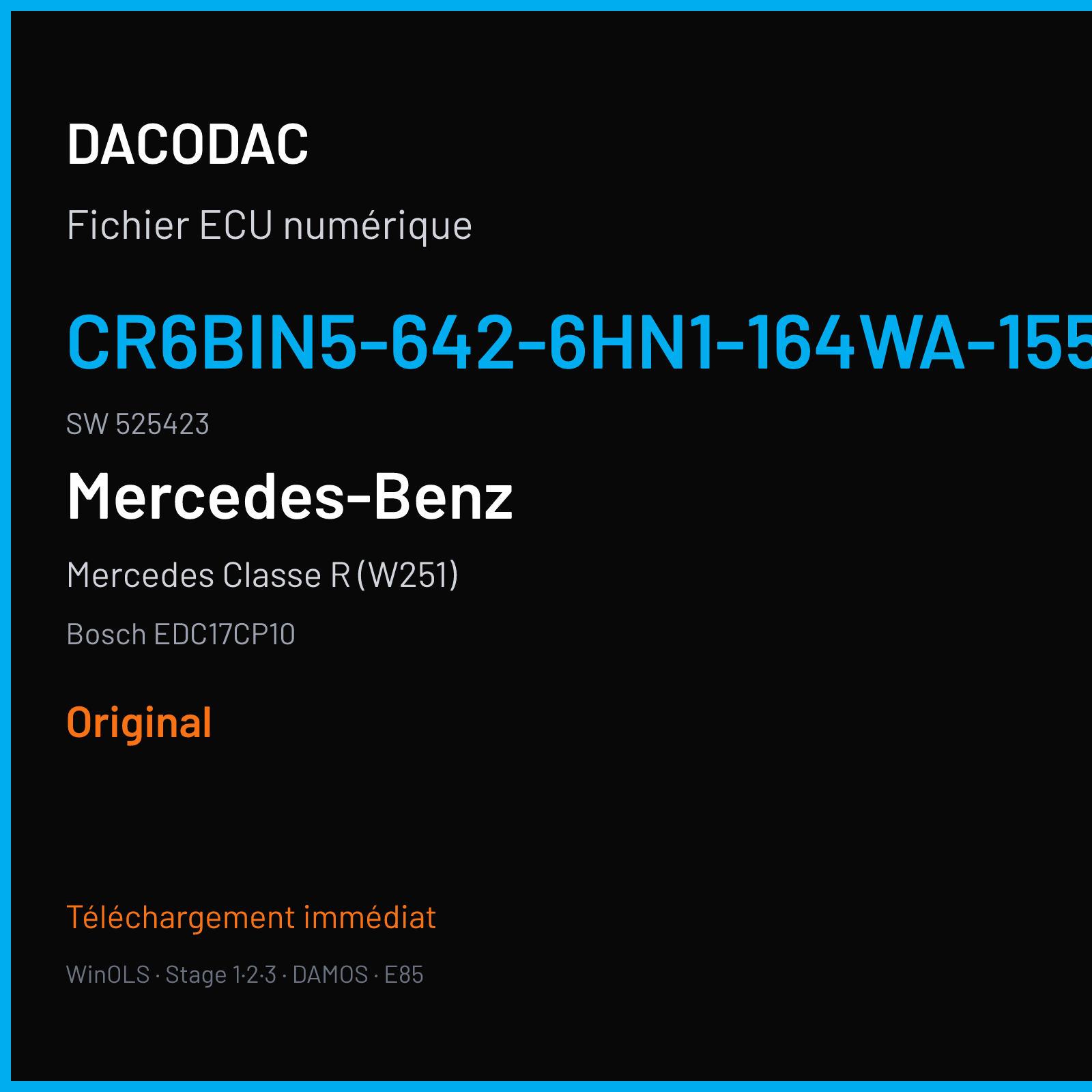Mercedes Classe R (W251) (2011) — Bosch EDC17CP10 — CR6BIN5-642-6HN1-164WA-155KW-EU6-007 · 525423 — Original