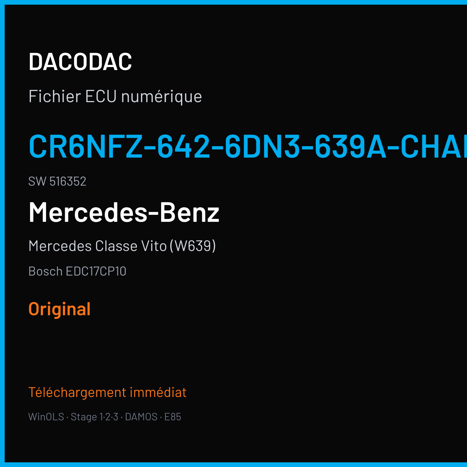 Mercedes Classe Vito (W639) (2012) — Bosch EDC17CP10 — CR6NFZ-642-6DN3-639A-CHARGE4 · 516352 — Original