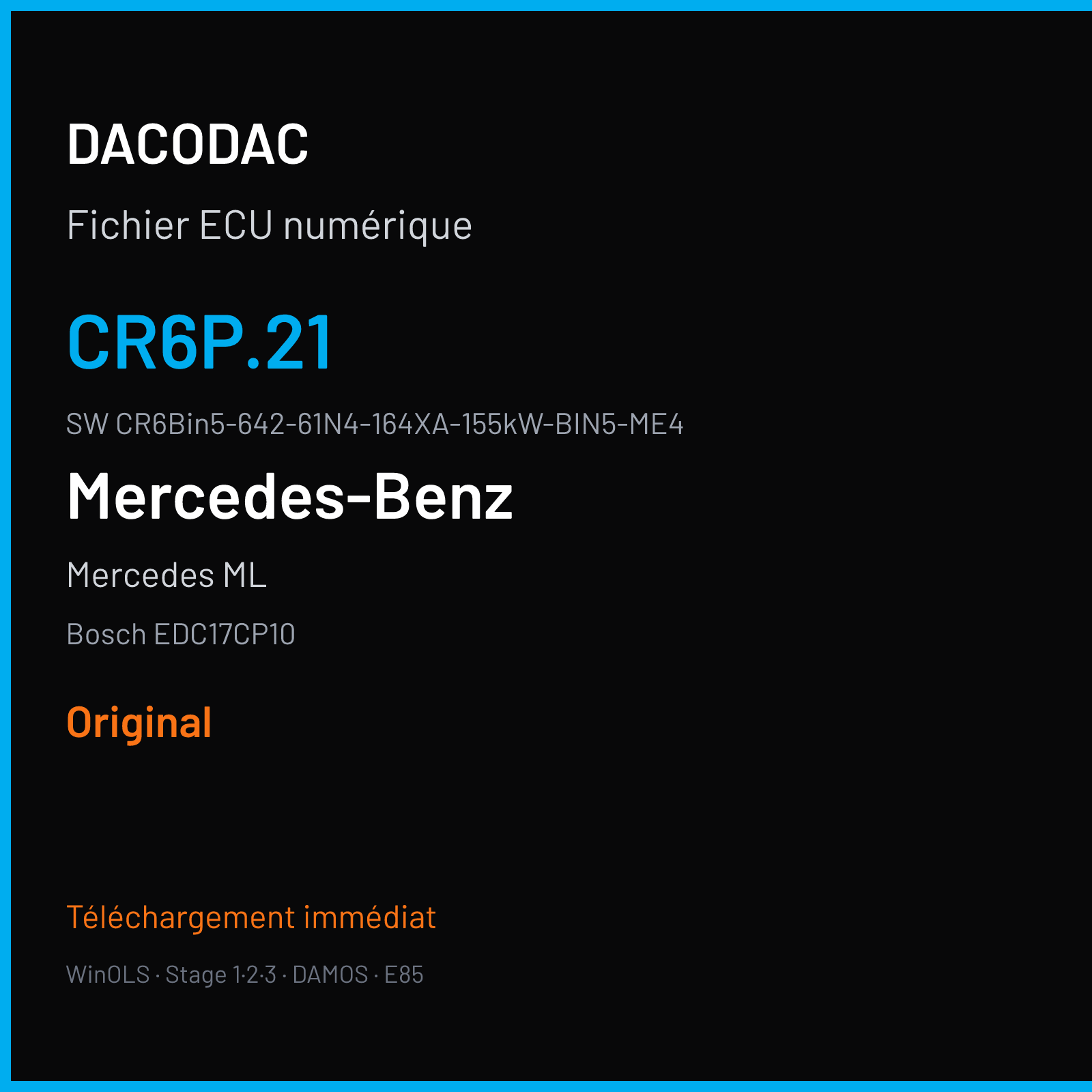 Mercedes ML 211 ch (2010) — Bosch EDC17CP10 — cr6p.21 · CR6Bin5-642-61N4-164XA-155kW-BIN5-ME4 · V2 500230 — Original