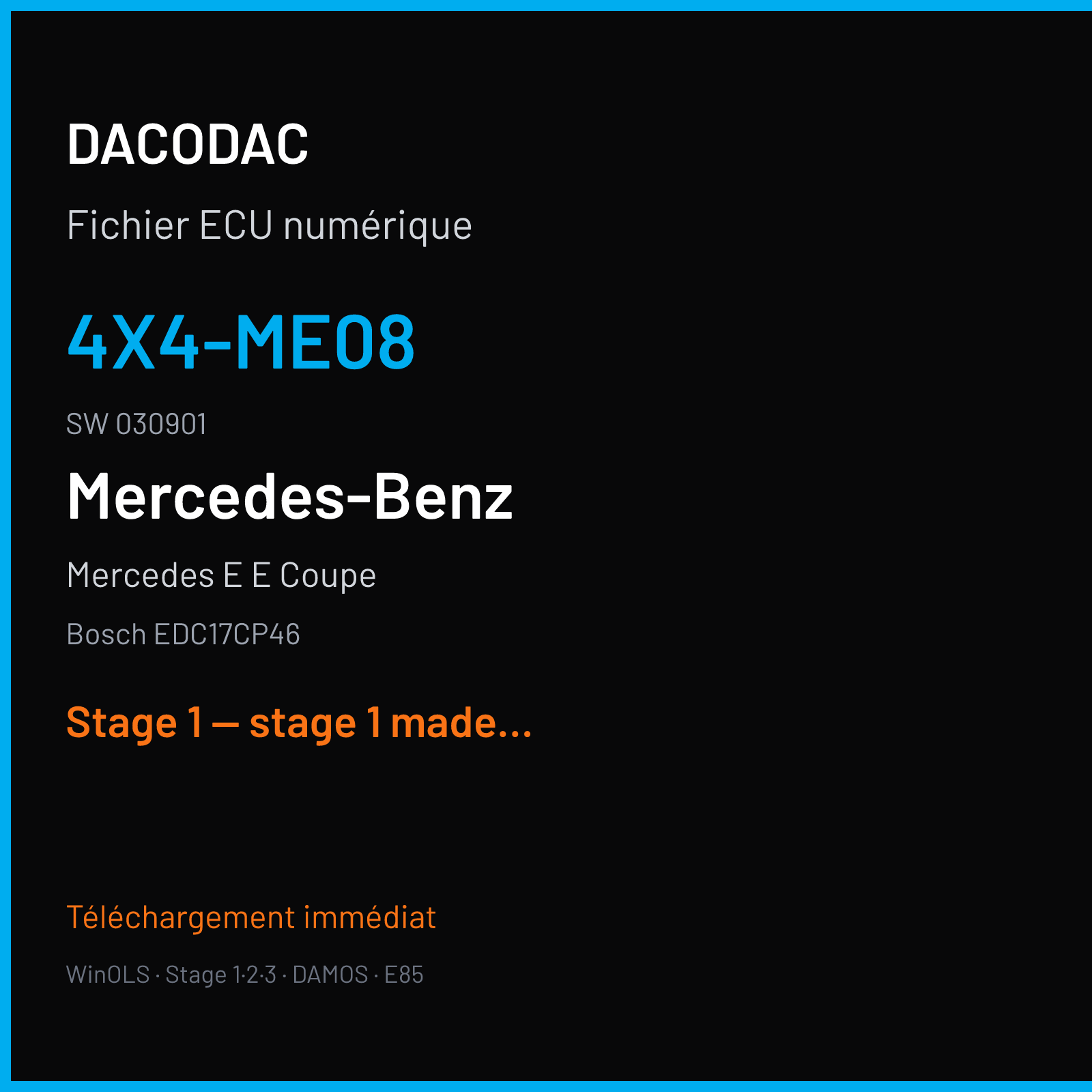 Mercedes E E Coupe (2011) — Bosch EDC17CP46 — 4x4-ME08 · 030901 — Stage 1 — stage 1 made from 302hp 675nm file