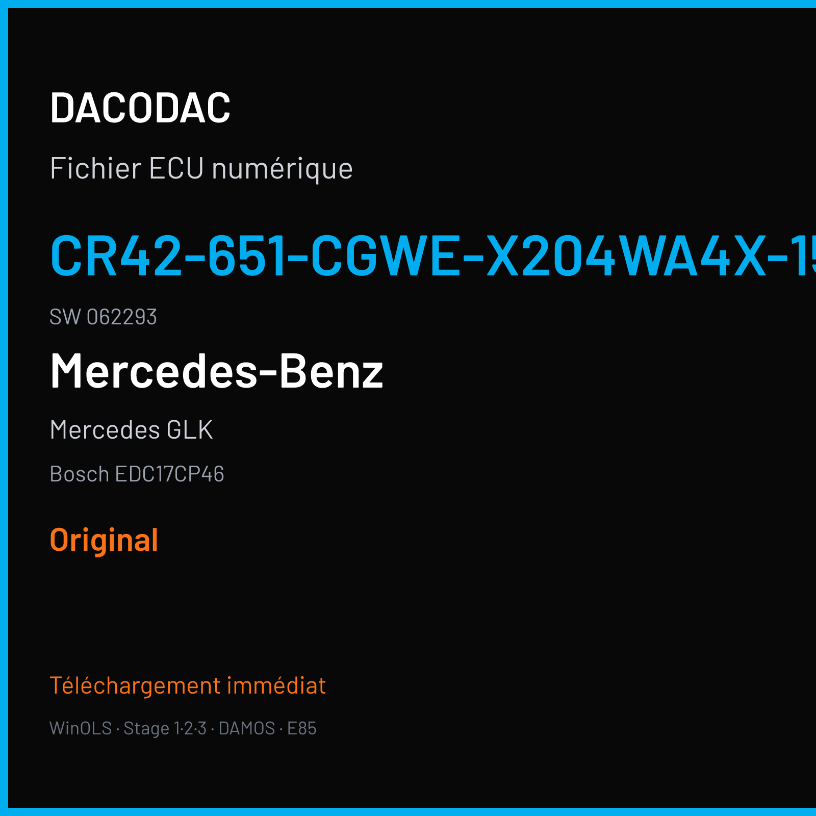 Mercedes GLK (2015) — Bosch EDC17CP46 — CR42-651-CGWE-X204WA4X-150 · 062293 — Original