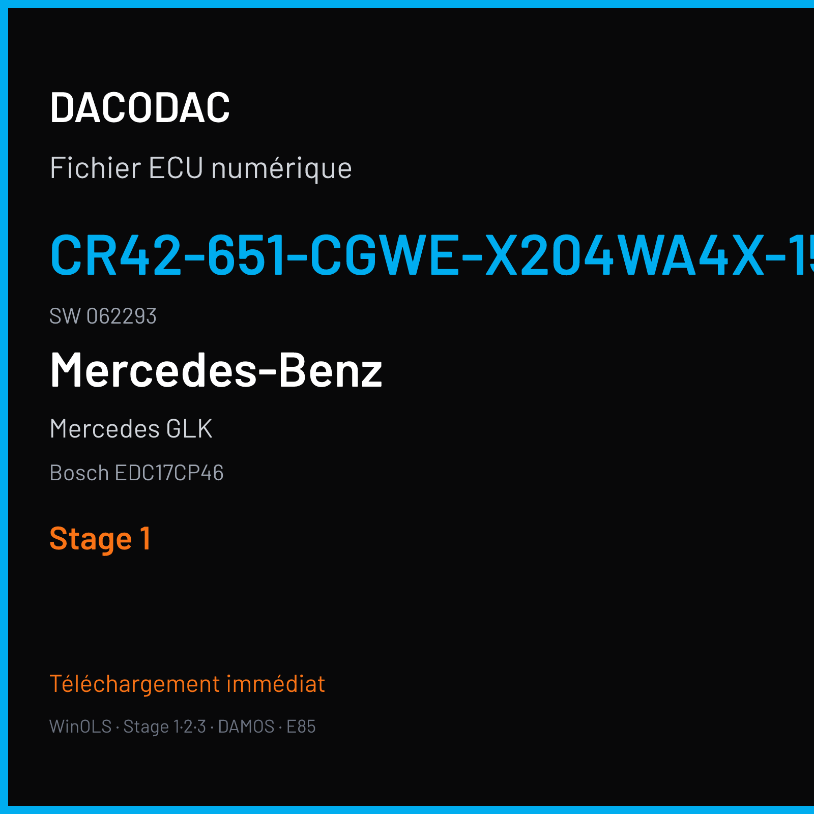 Mercedes GLK (2015) — Bosch EDC17CP46 — CR42-651-CGWE-X204WA4X-150 · 062293 — Stage 1