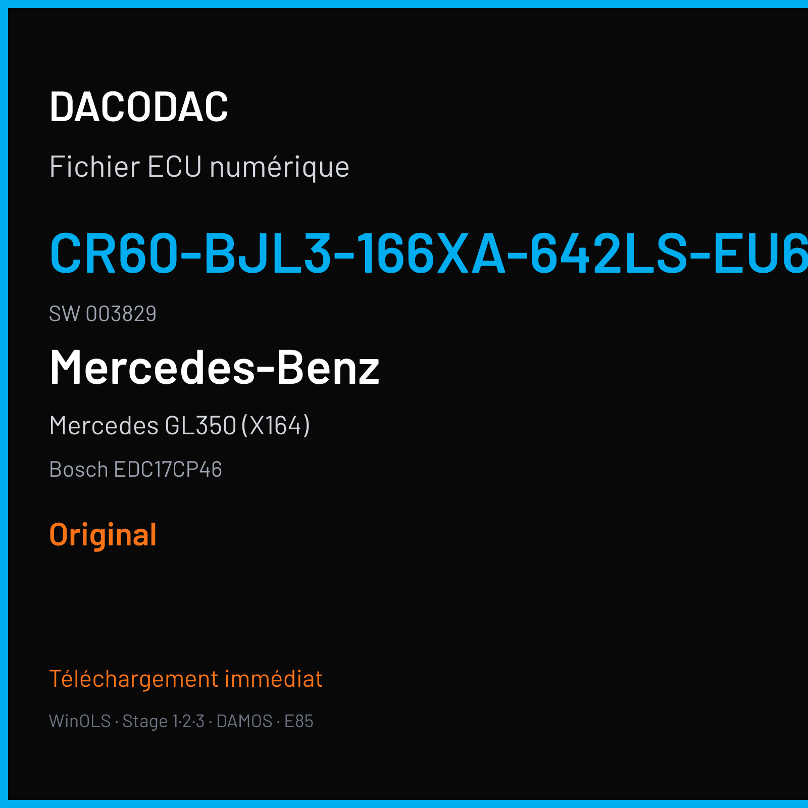 Mercedes GL350 (X164) — Bosch EDC17CP46 — CR60-BJL3-166XA-642LS-EU6 · 003829 — Original