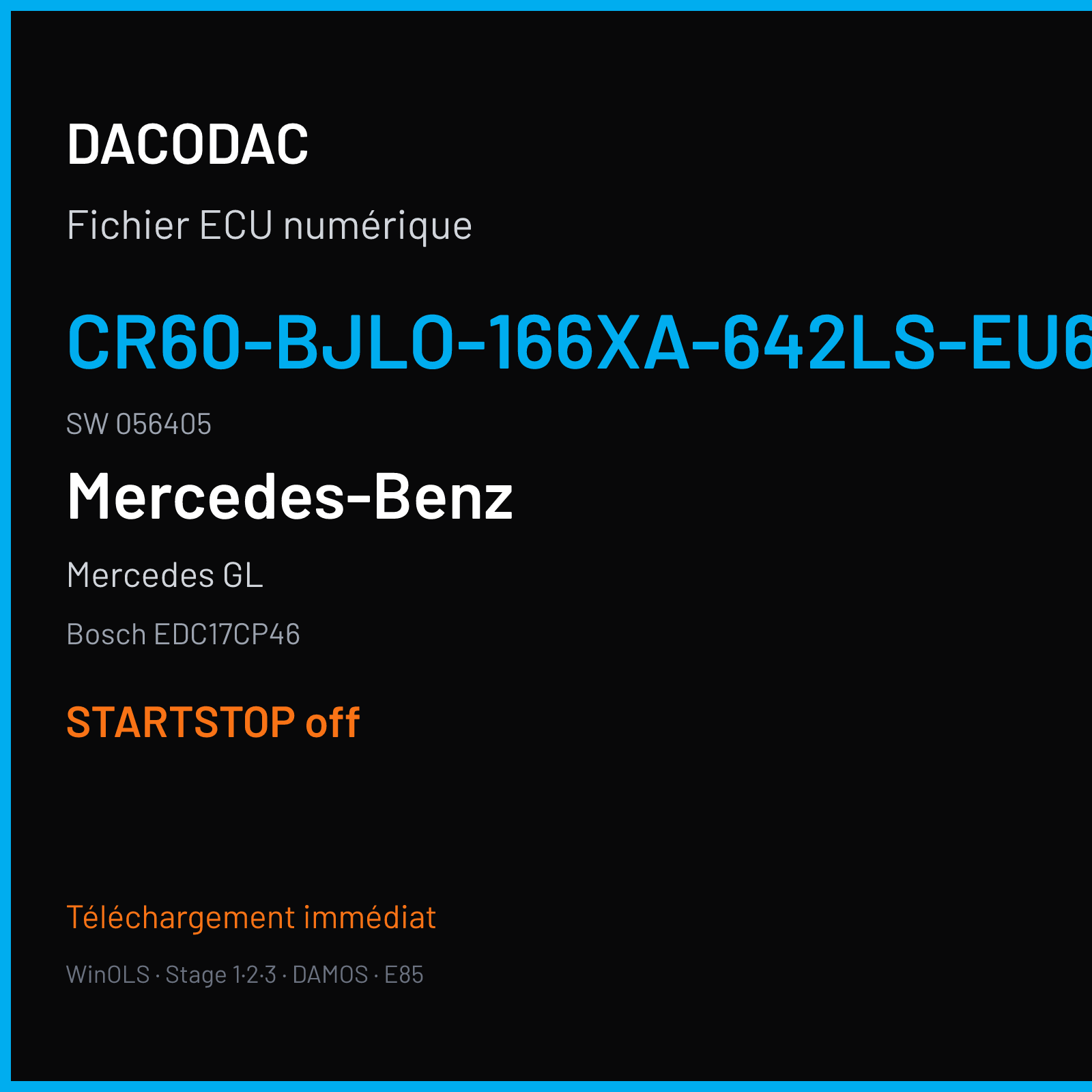 Mercedes GL (2012) — Bosch EDC17CP46 — CR60-BJLO-166XA-642LS-EU6OPS · 056405 — STARTSTOP off