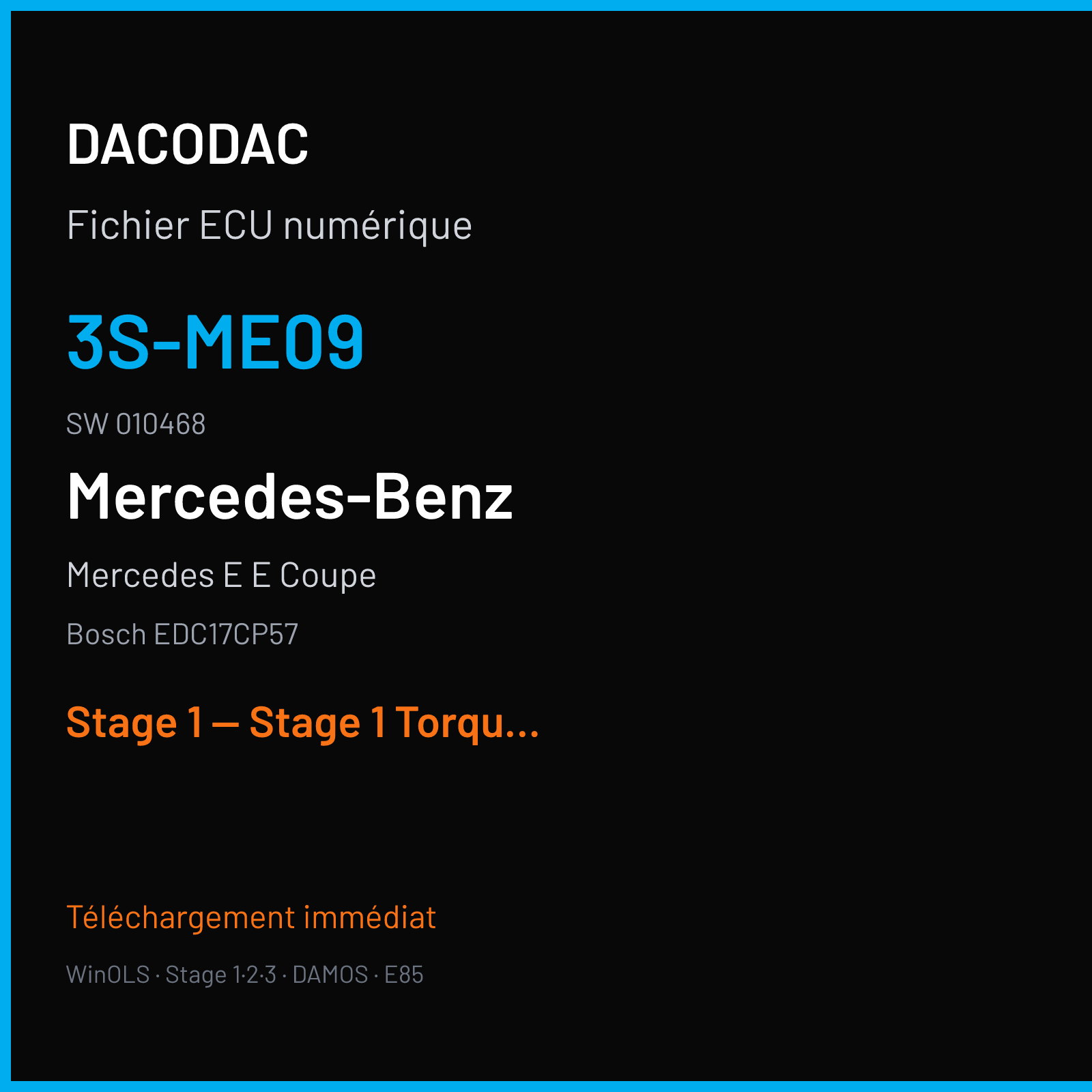 Mercedes E E Coupe (2014) — Bosch EDC17CP57 — 3S-ME09 · 010468 — Stage 1 — Stage 1 Torque Mon OFF