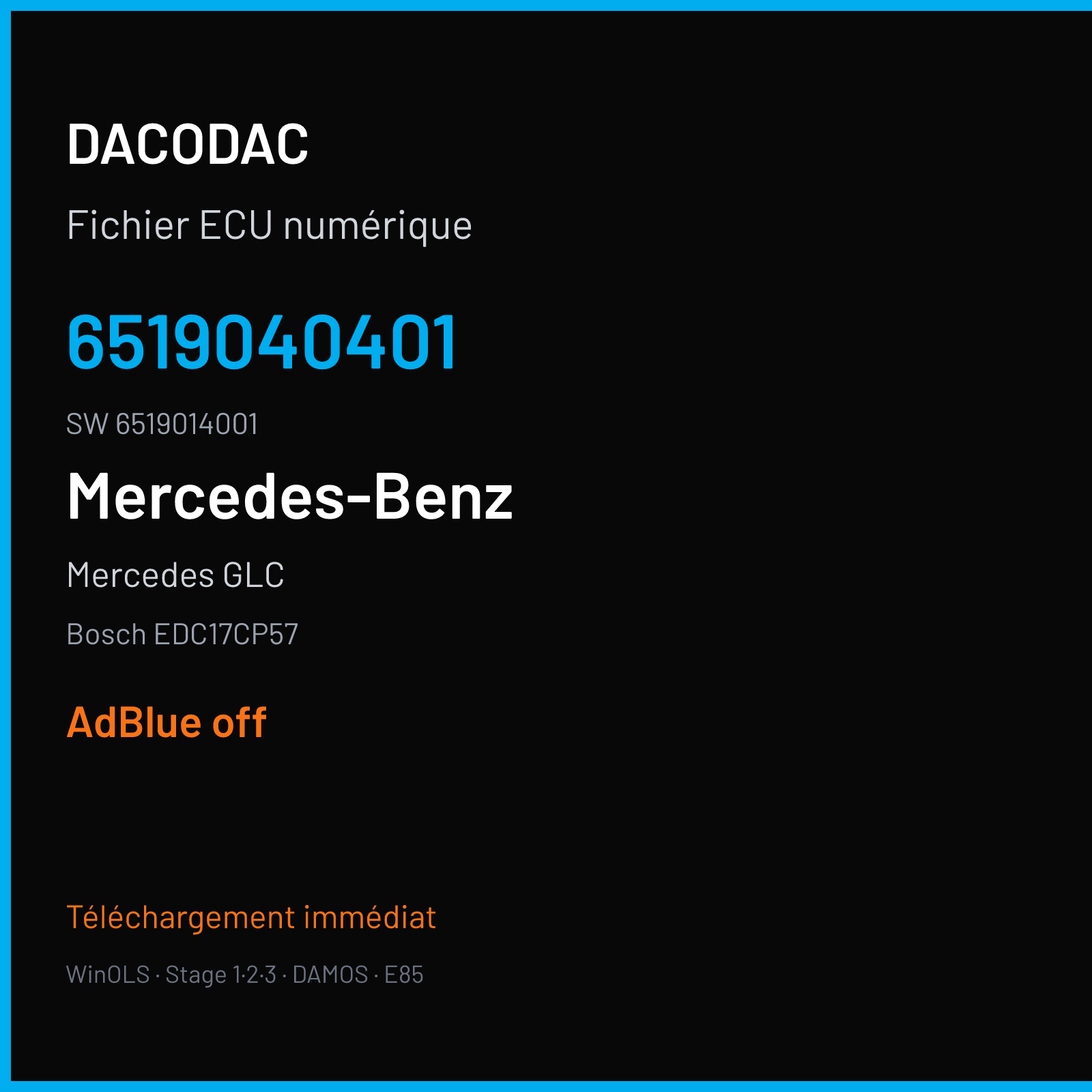 Mercedes GLC 170 ch — Bosch EDC17CP57 — 6519040401 · 6519014001 · 038698 — ADBLUE off