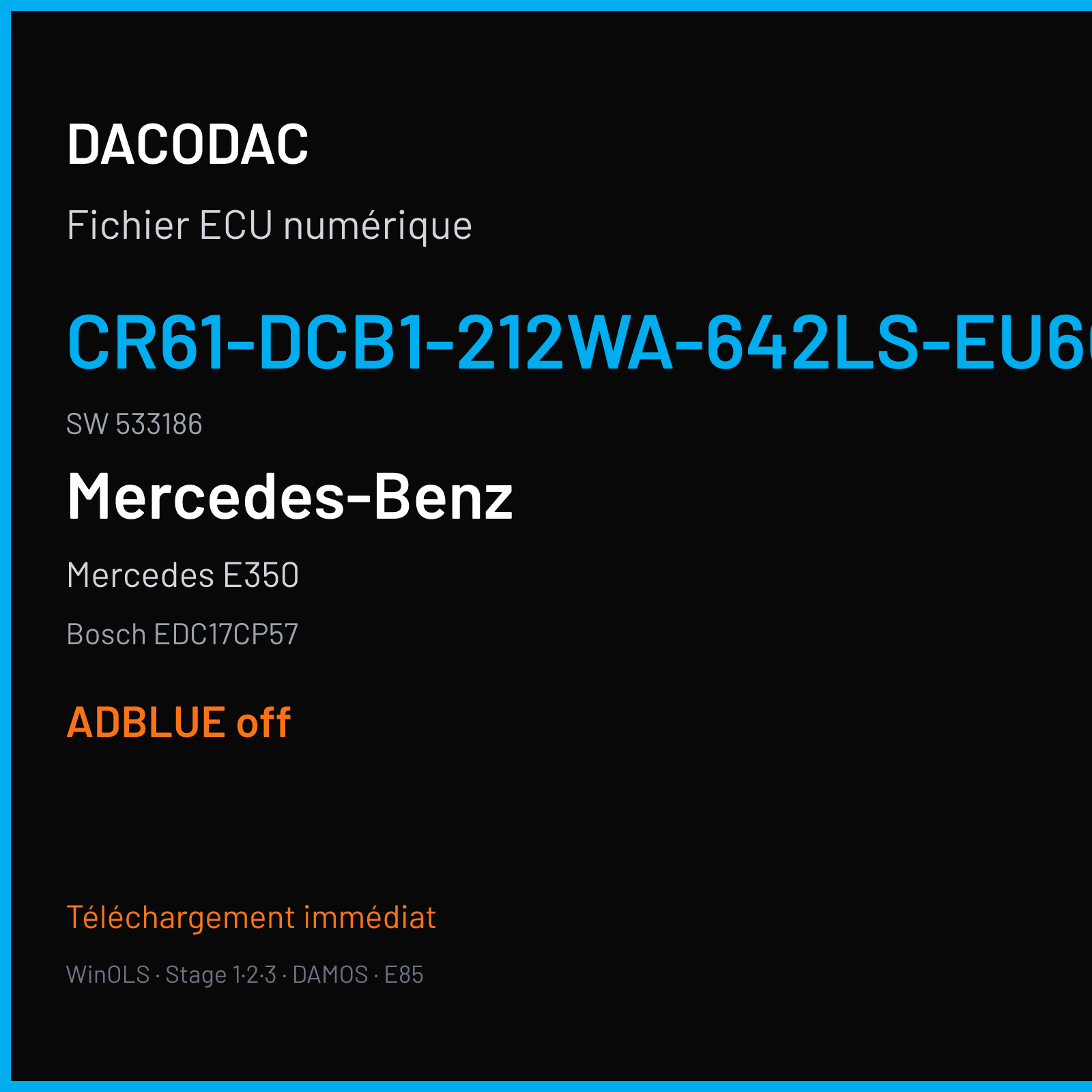 Mercedes E350 (2014) — Bosch EDC17CP57 — CR61-DCB1-212WA-642LS-EU6OPS · 533186 — ADBLUE off
