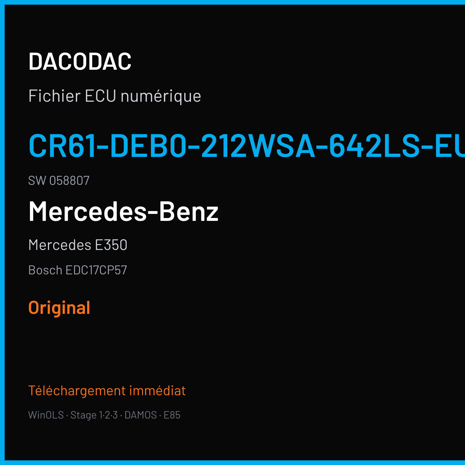 Mercedes E350 (2014) — Bosch EDC17CP57 — CR61-DEB0-212WSA-642LS-EU6OPS · 058807 — Original