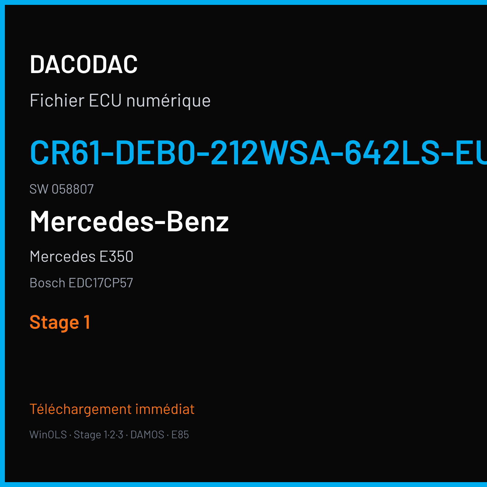 Mercedes E350 (2014) — Bosch EDC17CP57 — CR61-DEB0-212WSA-642LS-EU6OPS · 058807 — Stage 1