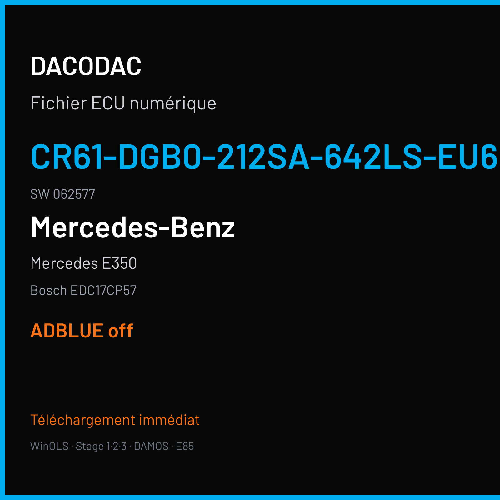 Mercedes E350 (2013) — Bosch EDC17CP57 — CR61-DGB0-212SA-642LS-EU6OPS · 062577 — ADBLUE off