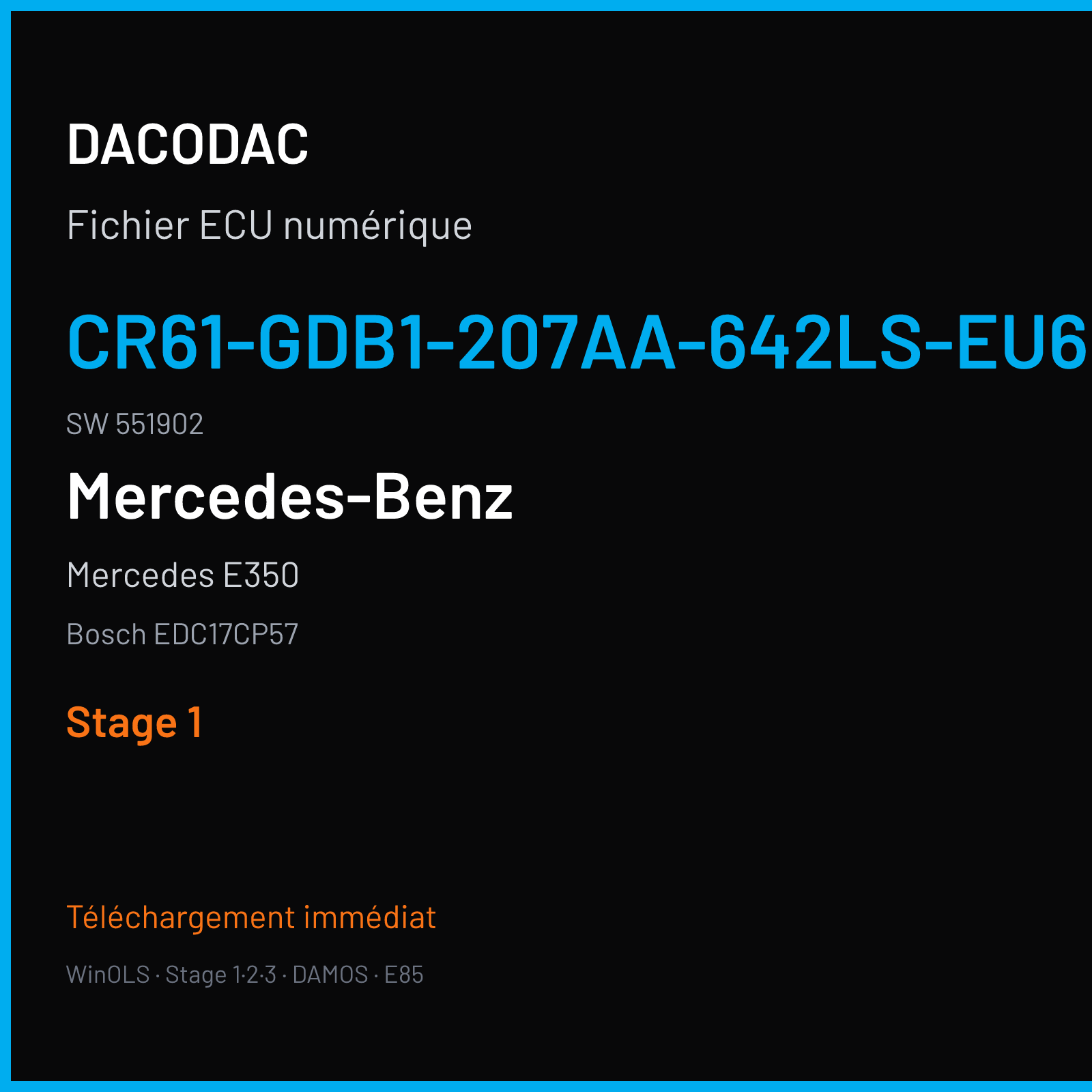Mercedes E350 (2015) — Bosch EDC17CP57 — CR61-GDB1-207AA-642LS-EU6OPS · 551902 — Stage 1