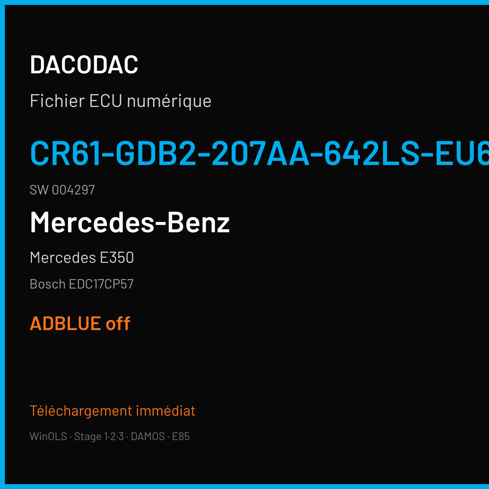 Mercedes E350 (2015) — Bosch EDC17CP57 — CR61-GDB2-207AA-642LS-EU6OPS · 004297 — ADBLUE off