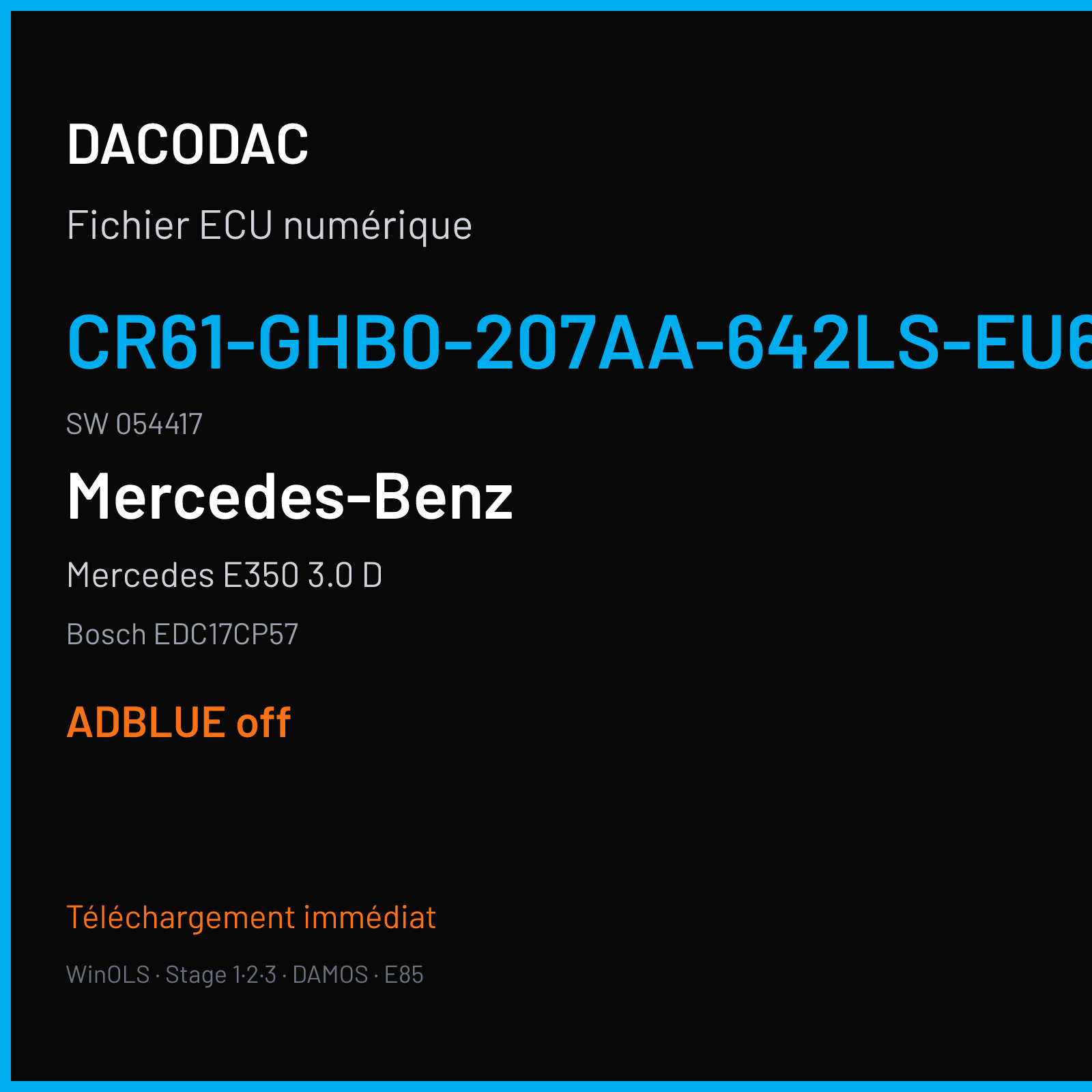 Mercedes E350 3.0 D (2016) — Bosch EDC17CP57 — CR61-GHB0-207AA-642LS-EU6OPS · 054417 — ADBLUE off