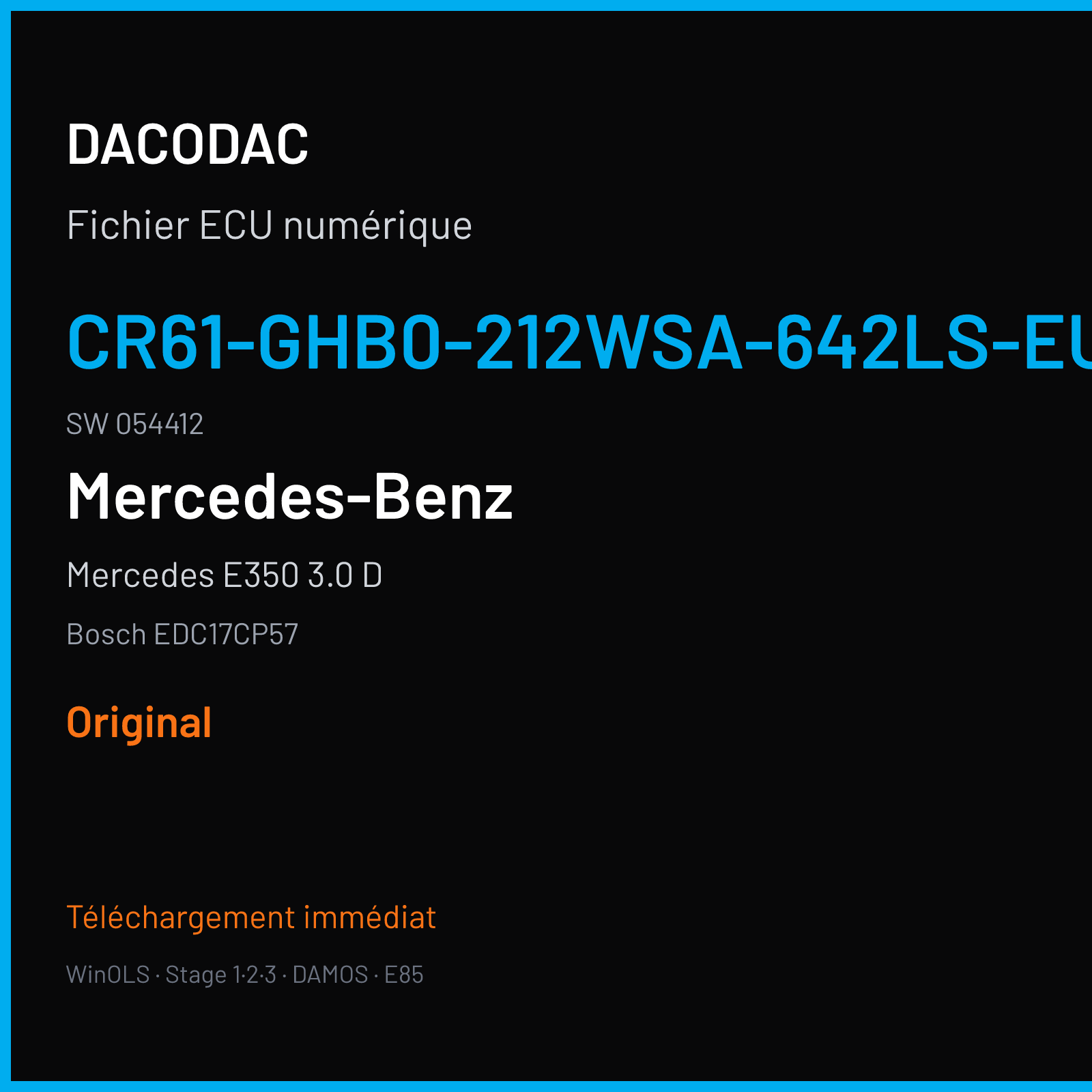 Mercedes E350 3.0 D (2017) — Bosch EDC17CP57 — CR61-GHB0-212WSA-642LS-EU6OPS · 054412 — Original