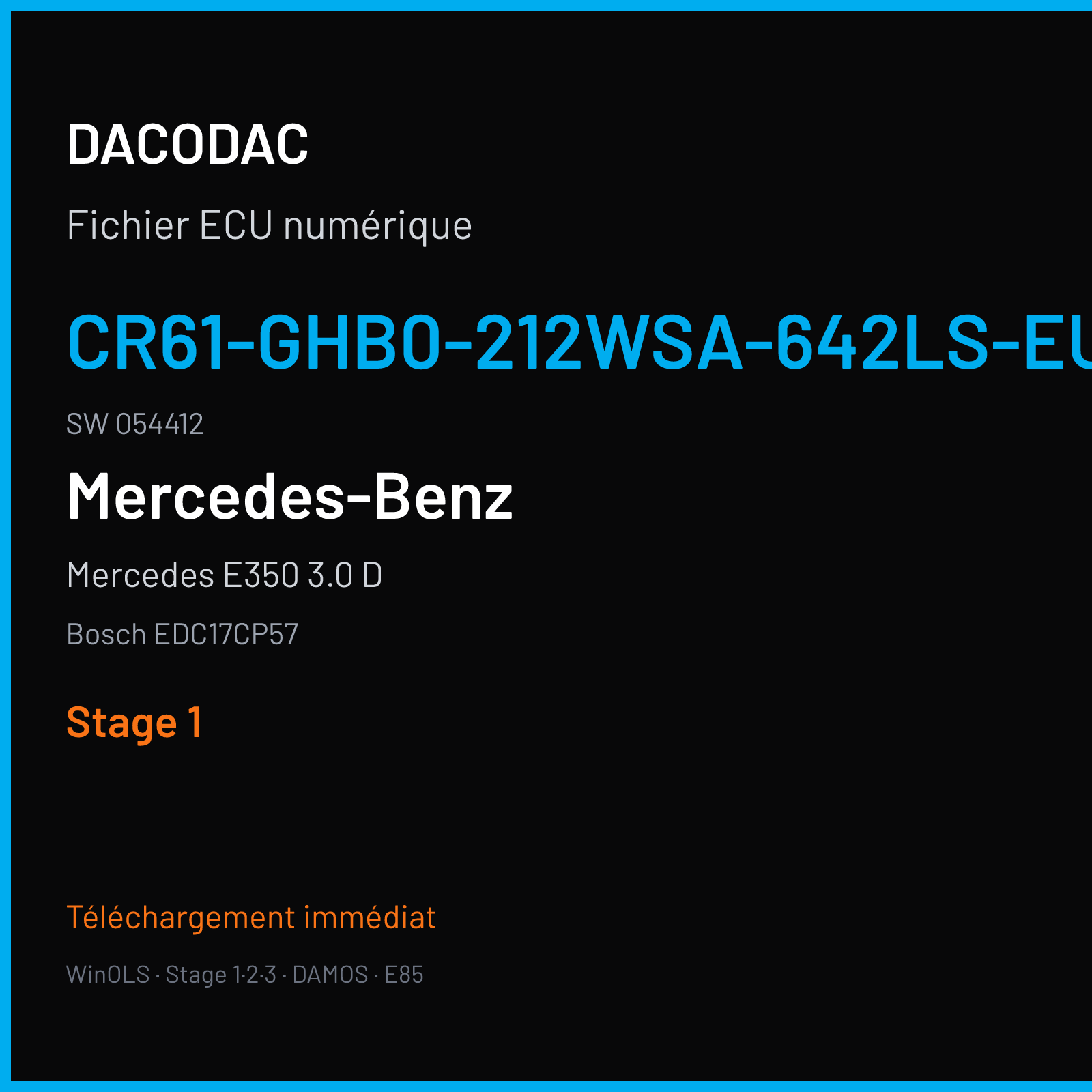 Mercedes E350 3.0 D (2017) — Bosch EDC17CP57 — CR61-GHB0-212WSA-642LS-EU6OPS · 054412 — Stage 1