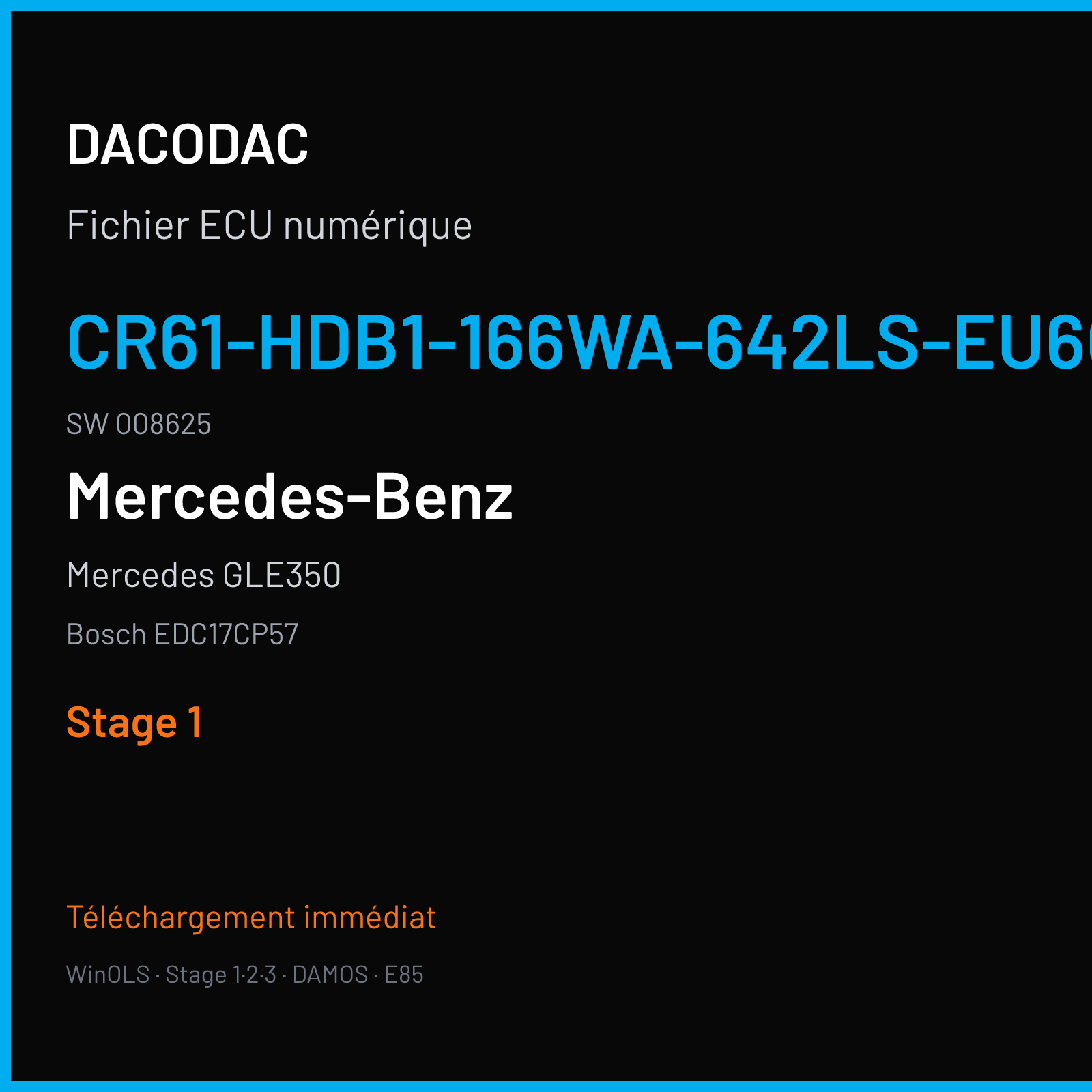 Mercedes GLE350 (2016) — Bosch EDC17CP57 — CR61-HDB1-166WA-642LS-EU6OPS · 008625 — Stage 1