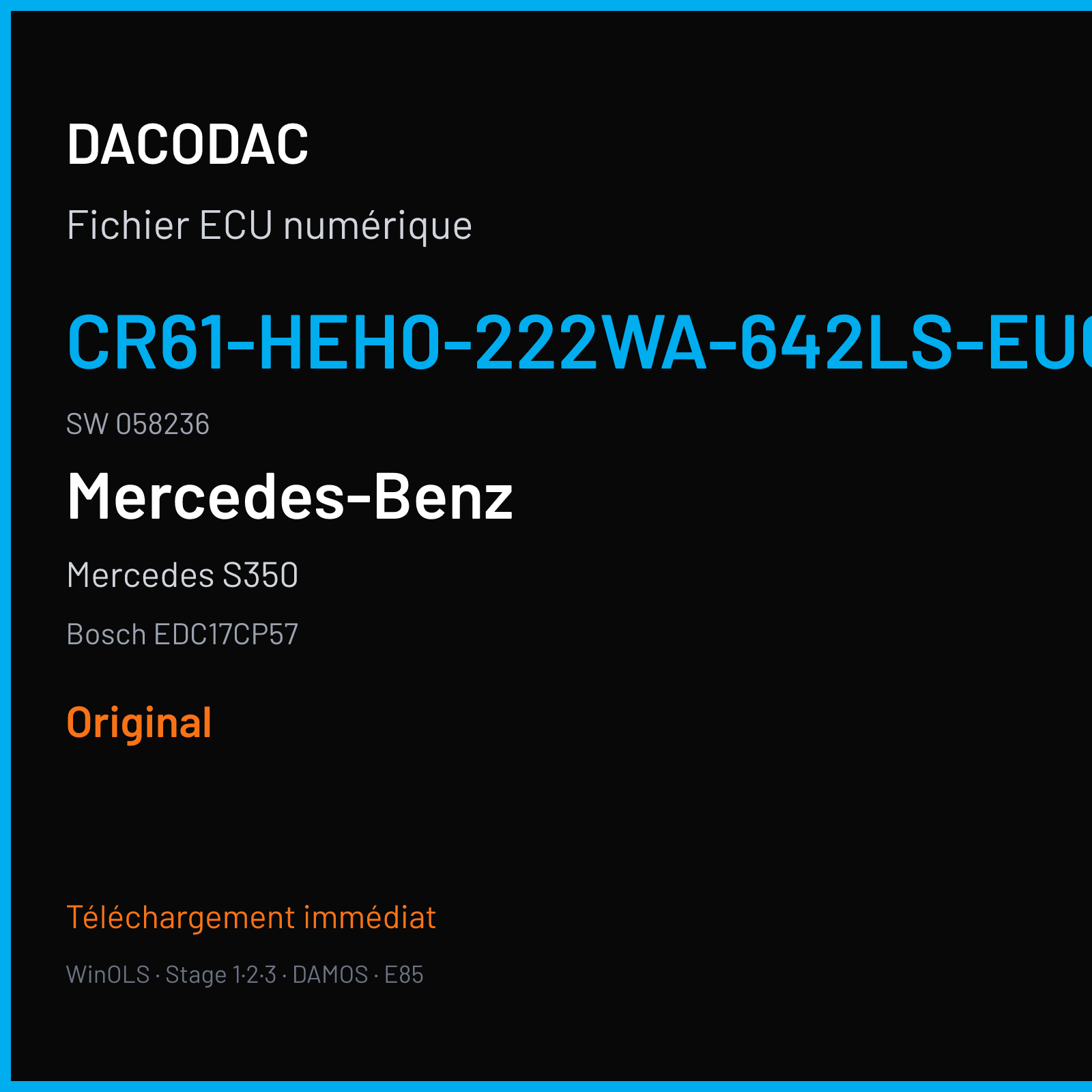 Mercedes S350 (2016) — Bosch EDC17CP57 — CR61-HEH0-222WA-642LS-EU6OPS · 058236 — Original