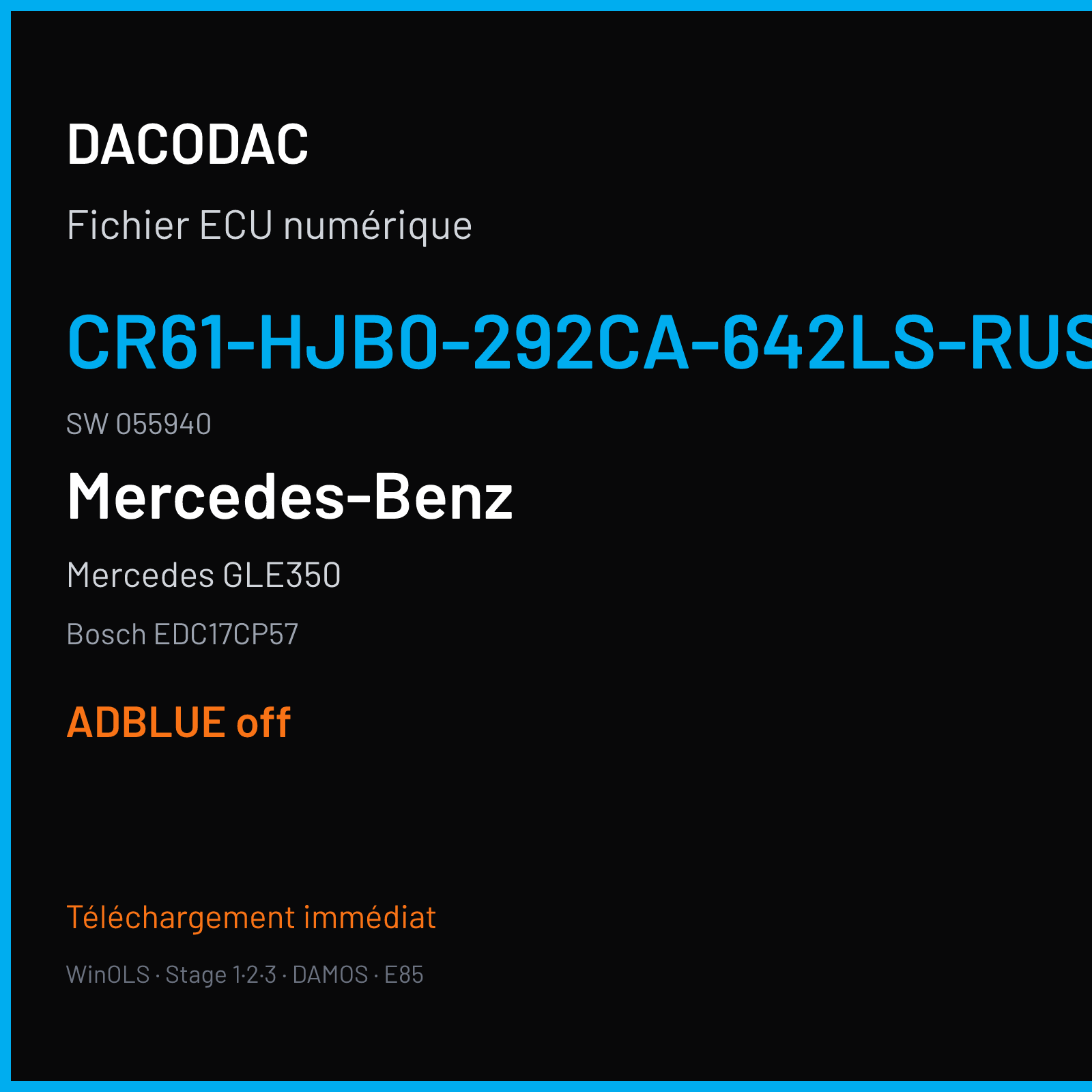 Mercedes GLE350 (2019) — Bosch EDC17CP57 — CR61-HJB0-292CA-642LS-RUSSLAND · 055940 — ADBLUE off