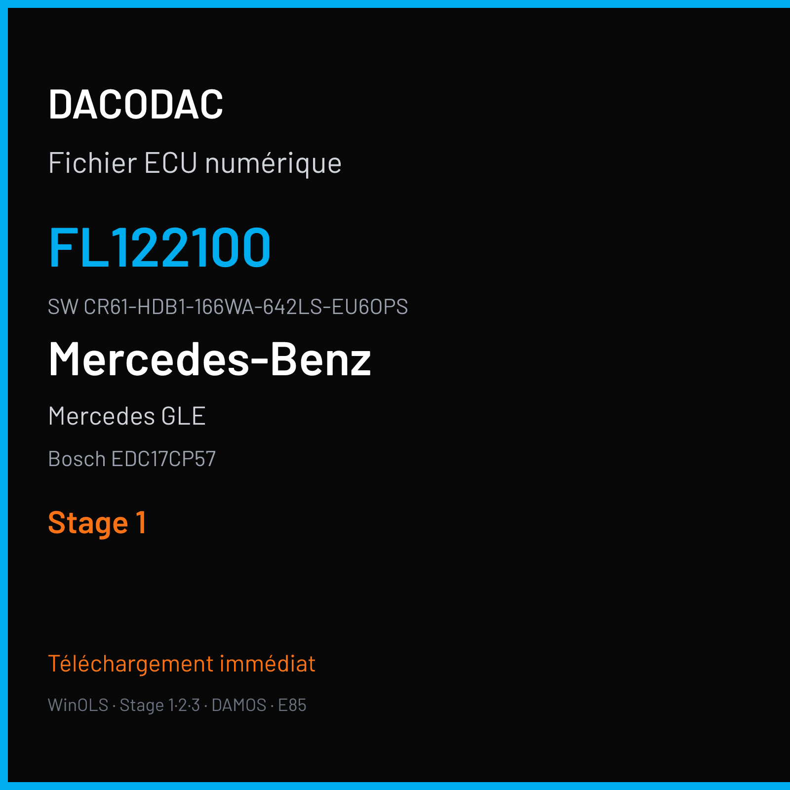 Mercedes GLE 258 ch (2016) — Bosch EDC17CP57 — FL122100 · CR61-HDB1-166WA-642LS-EU6OPS · 4x4 3S-ME11 524982 — Stage 1