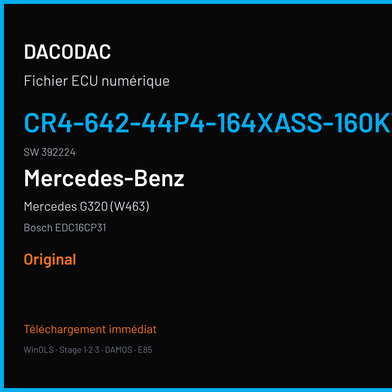 Mercedes G320 (W463) (2008) — Bosch EDC16CP31 — CR4-642-44P4-164XASS-160KW-BIN10NAG2P2-DPF-3906X022BME · 392224 — Original
