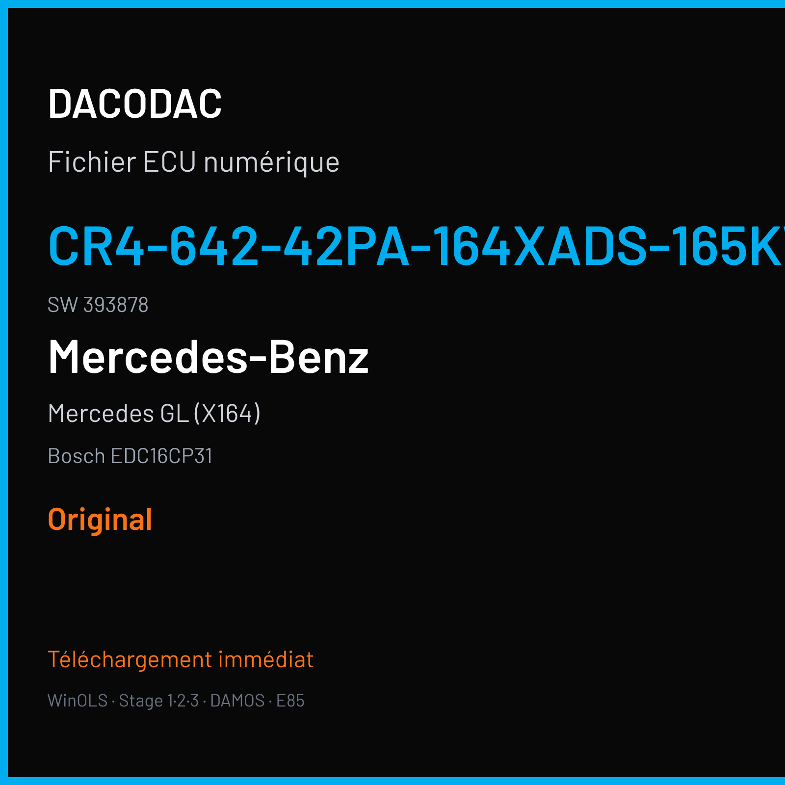 Mercedes GL (X164) (2007) — Bosch EDC16CP31 — CR4-642-42PA-164XADS-165KW-DDJ-DPF-1708X065ME · 393878 — Original