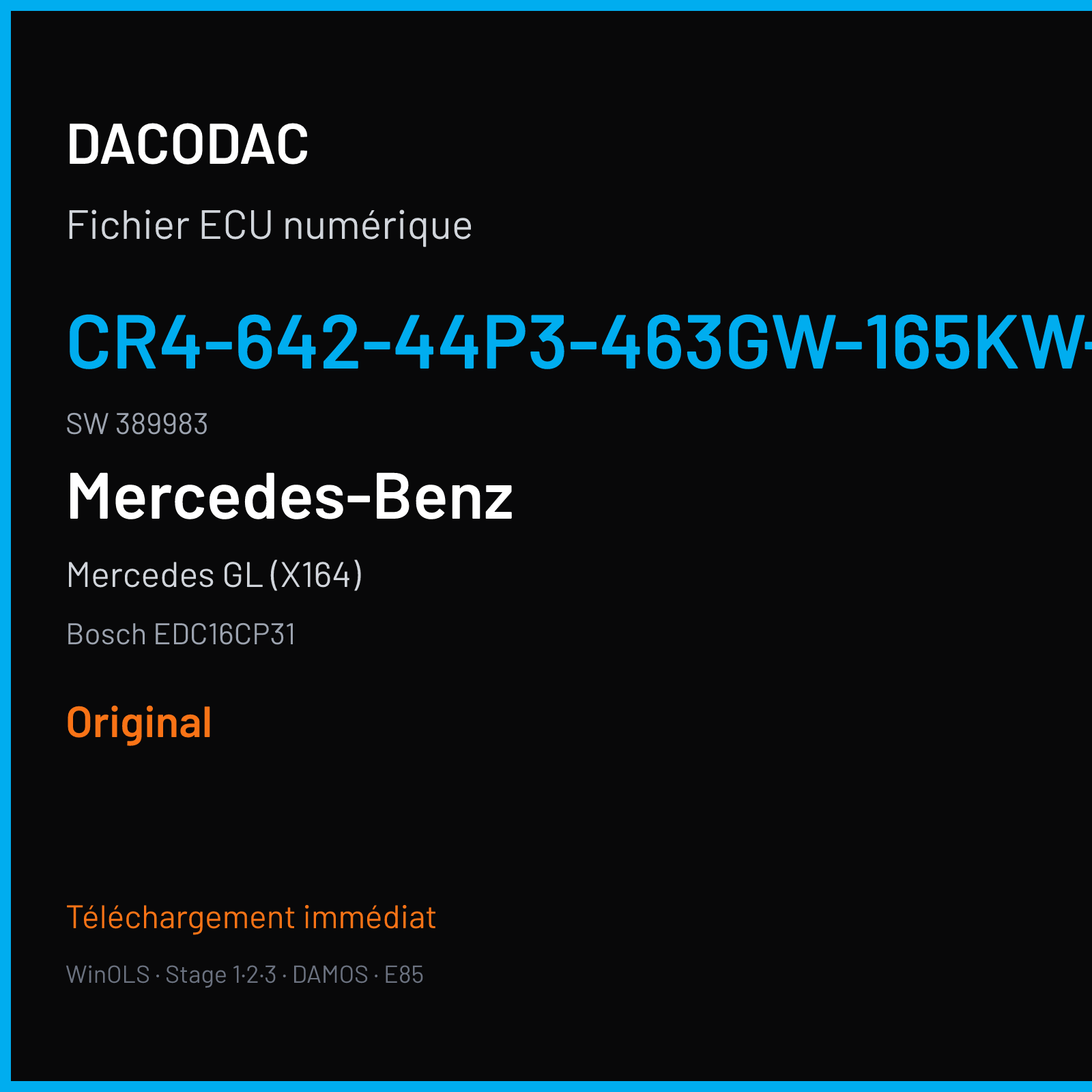 Mercedes GL (X164) (2006) — Bosch EDC16CP31 — CR4-642-44P3-463GW-165KW-ECES3ATL-DPF-LV-1807X018 · 389983 — Original