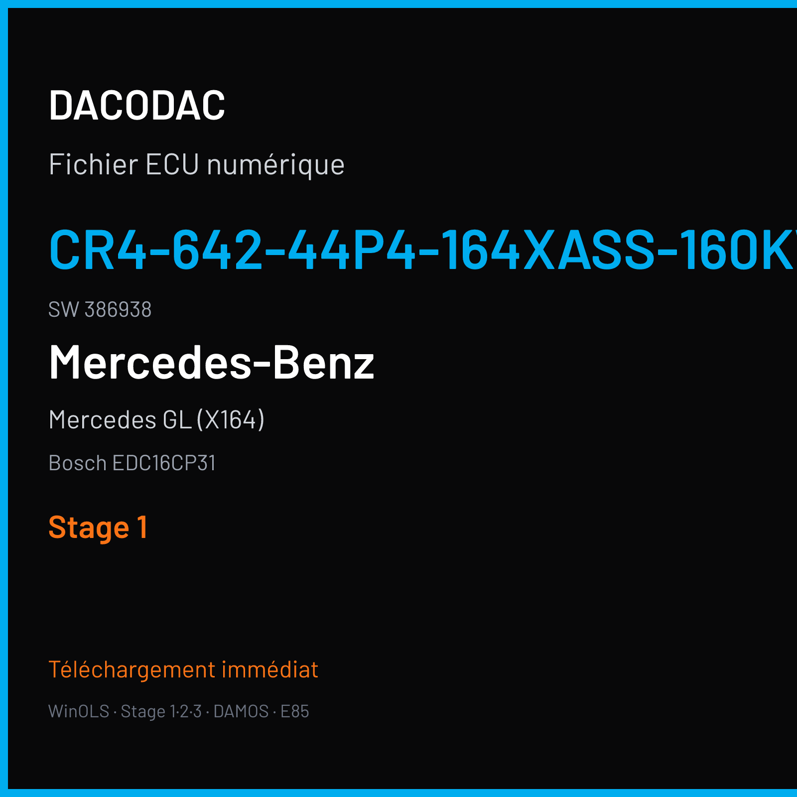 Mercedes GL (X164) (2008) — Bosch EDC16CP31 — CR4-642-44P4-164XASS-160KW-BIN10NAG2P2-DPF-3906X022BME · 386938 — Stage 1