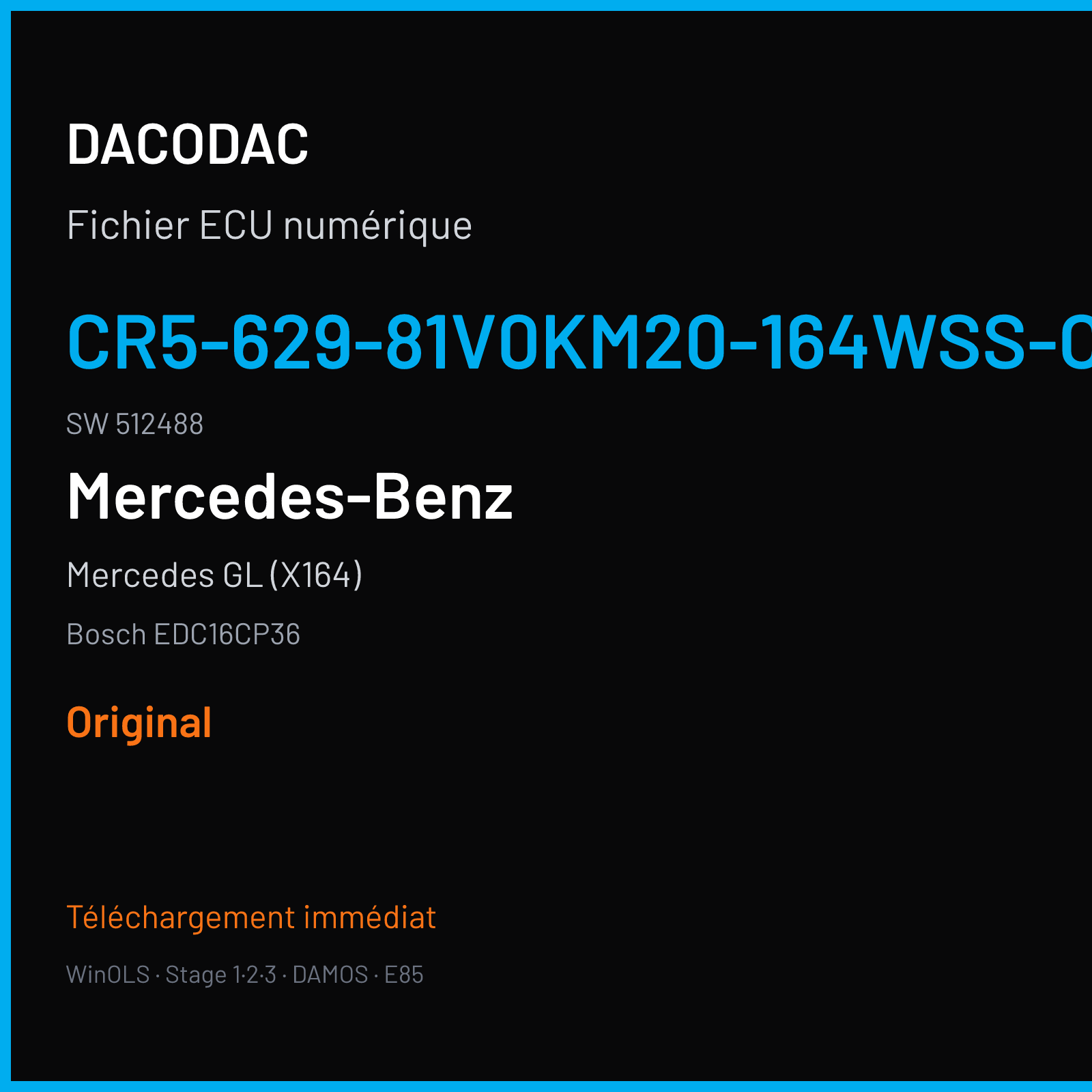 Mercedes GL (X164) (2009) — Bosch EDC16CP36 — CR5-629-81V0KM20-164WSS-CID-DPF-063 · 512488 — Original