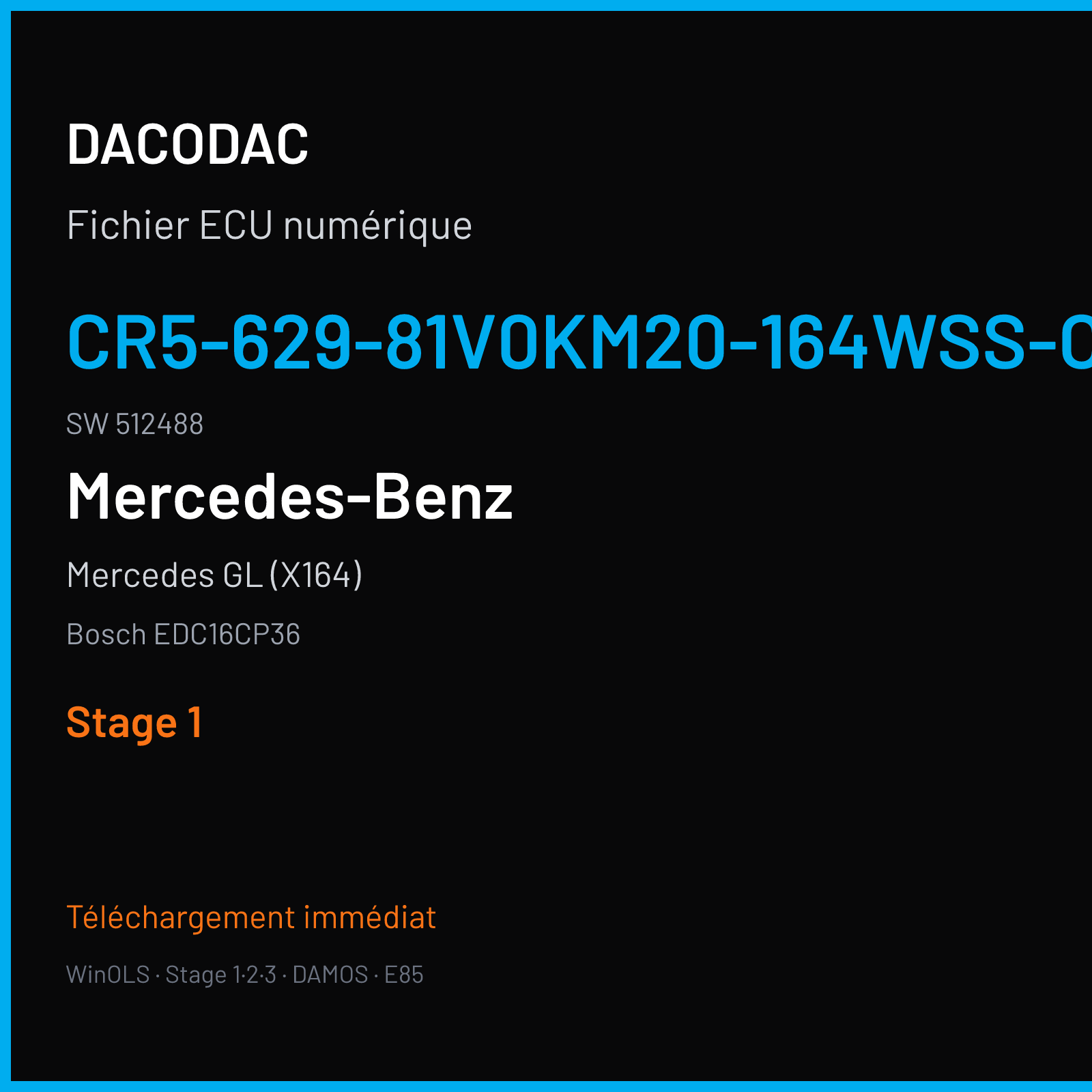 Mercedes GL (X164) (2009) — Bosch EDC16CP36 — CR5-629-81V0KM20-164WSS-CID-DPF-063 · 512488 — Stage 1