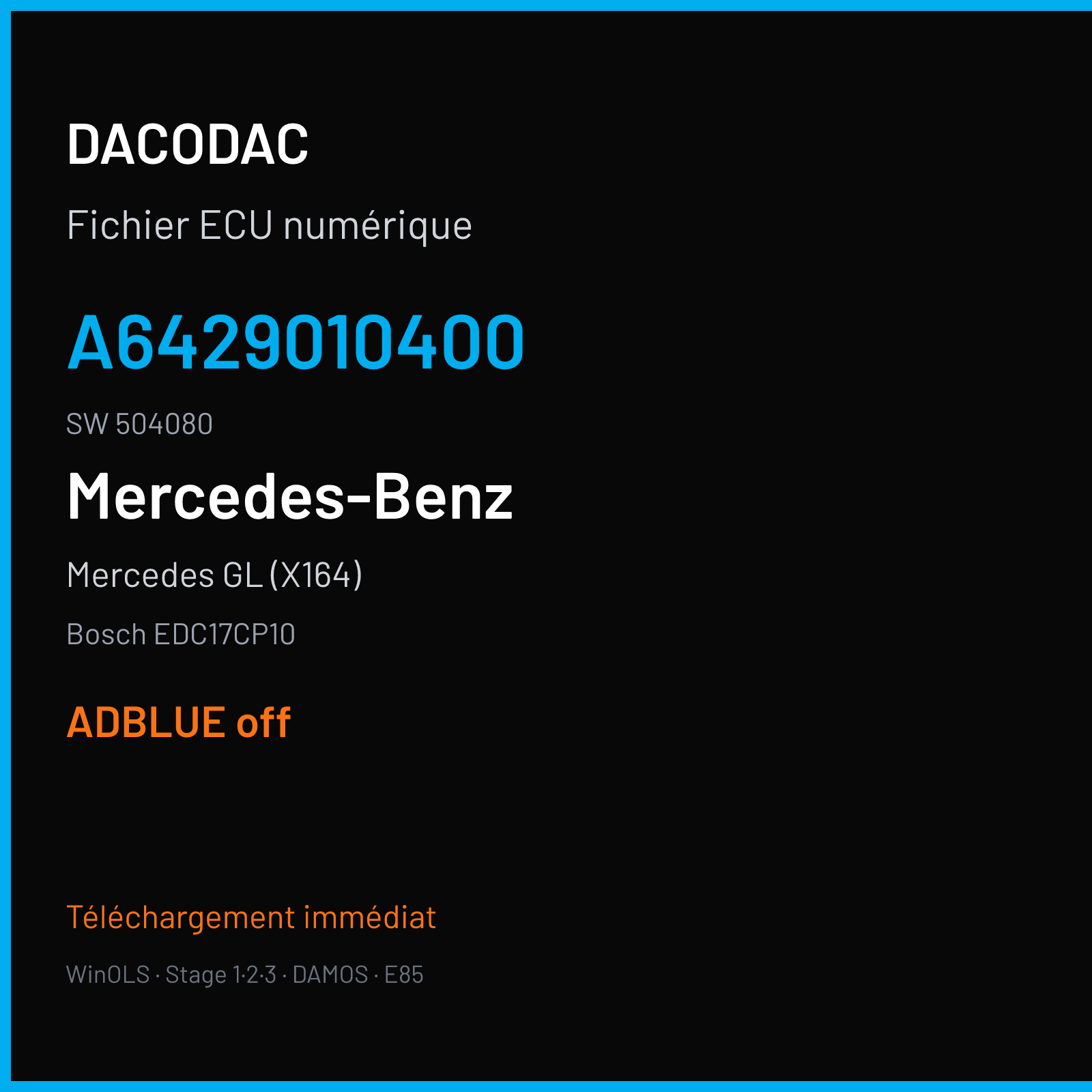 Mercedes GL (X164) (2010) — Bosch EDC17CP10 — A6429010400 · 504080 — ADBLUE off