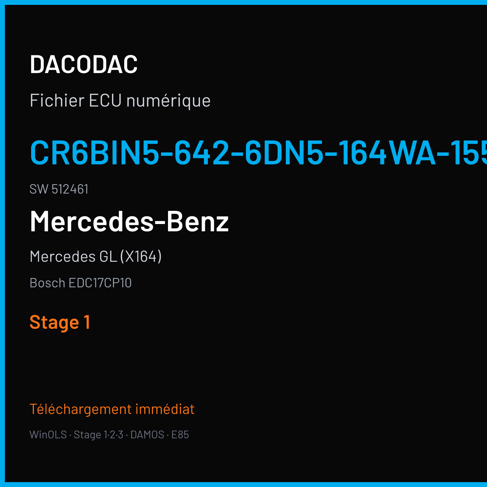 Mercedes GL (X164) (2009) — Bosch EDC17CP10 — CR6BIN5-642-6DN5-164WA-155KW-EU6-003-ME07 · 512461 — Stage 1