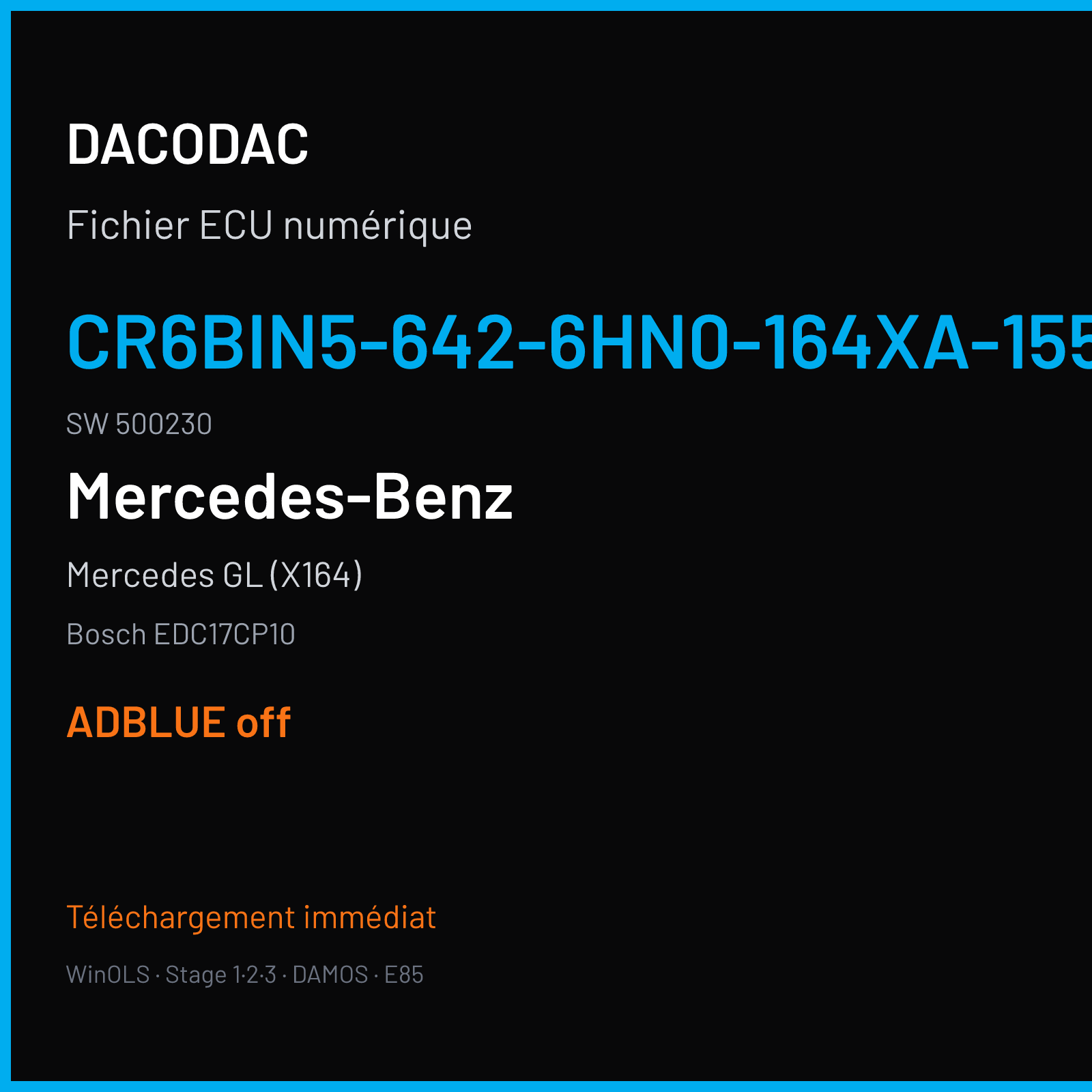 Mercedes GL (X164) (2012) — Bosch EDC17CP10 — CR6BIN5-642-6HN0-164XA-155KW-BIN5-ME10 · 500230 — ADBLUE off