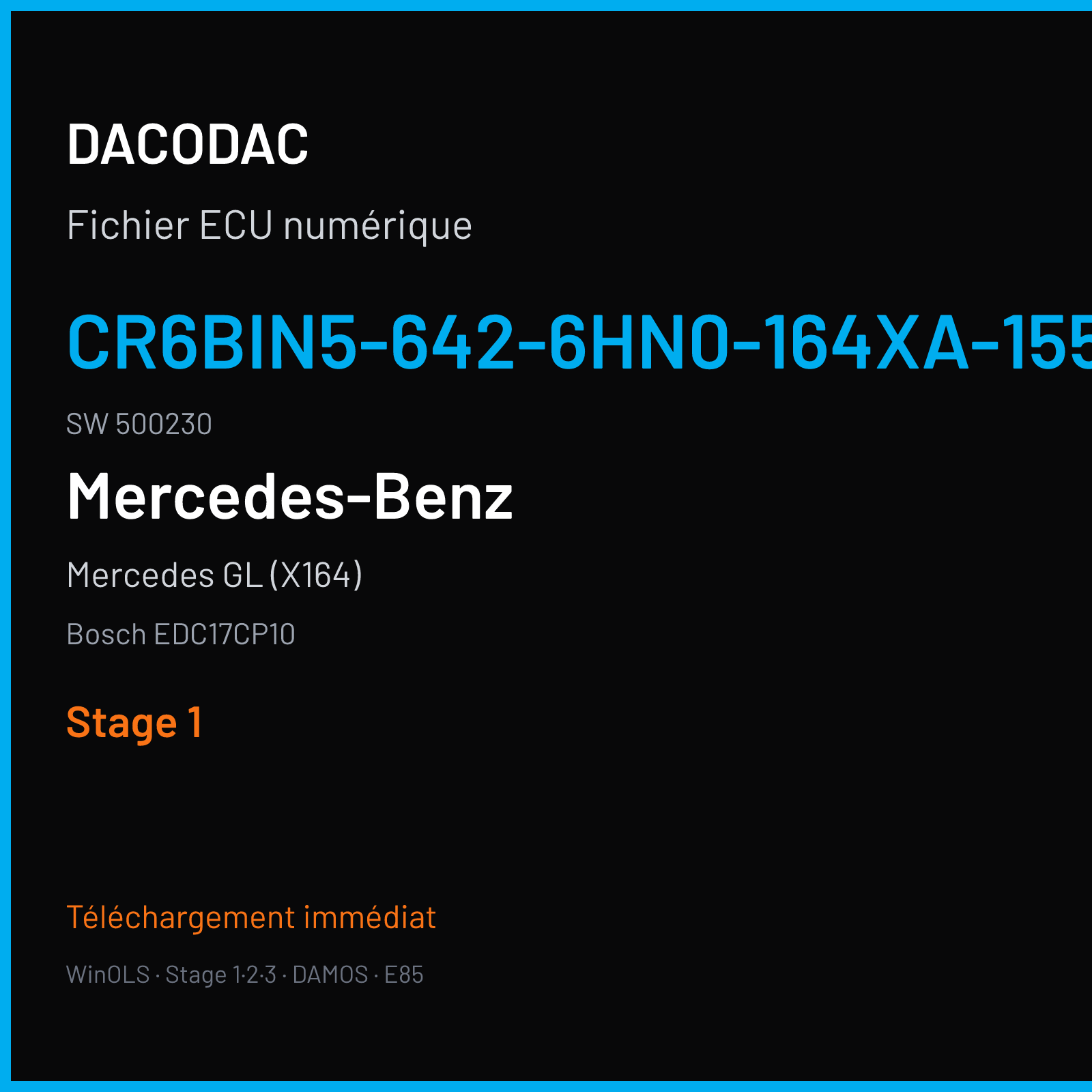 Mercedes GL (X164) (2012) — Bosch EDC17CP10 — CR6BIN5-642-6HN0-164XA-155KW-BIN5-ME10 · 500230 — Stage 1