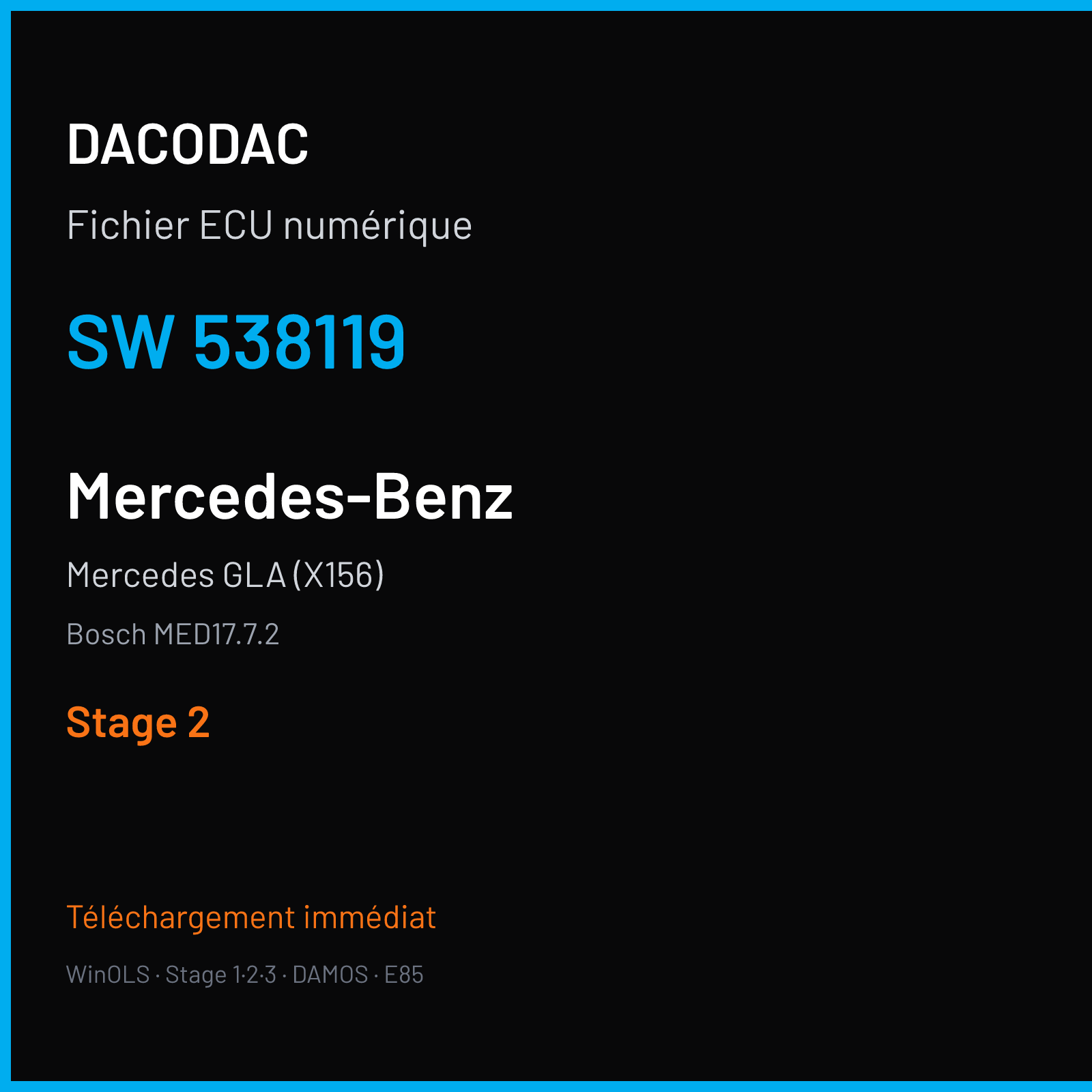 Mercedes GLA (X156) (2015) — Bosch MED17.7.2 — 538119 — Stage 2