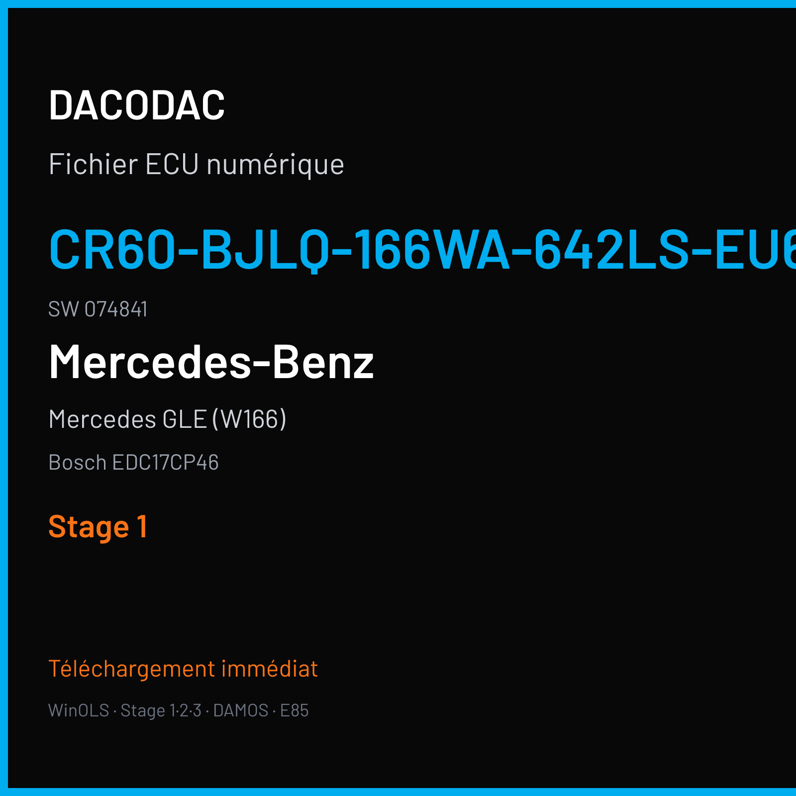 Mercedes GLE (W166) (2013) — Bosch EDC17CP46 — CR60-BJLQ-166WA-642LS-EU6 · 074841 — Stage 1